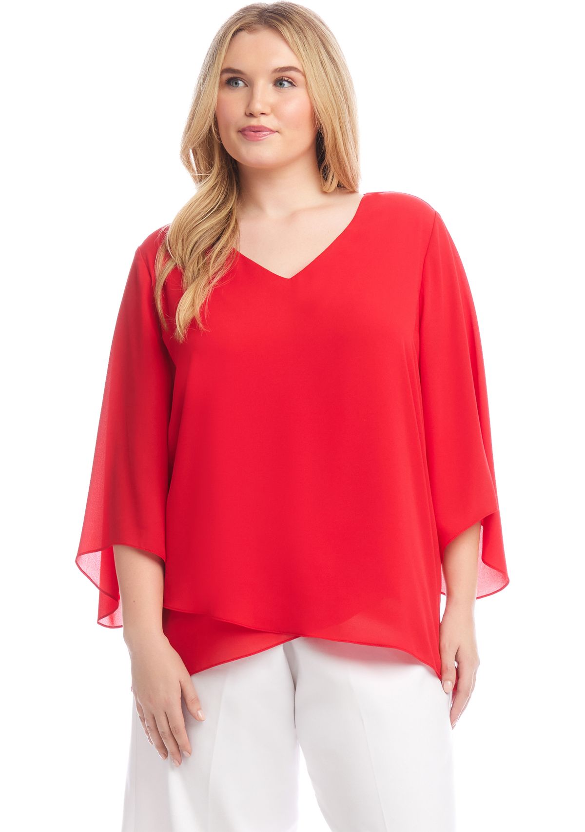 Plus Size Bracelet Sleeve Asymmetric Top