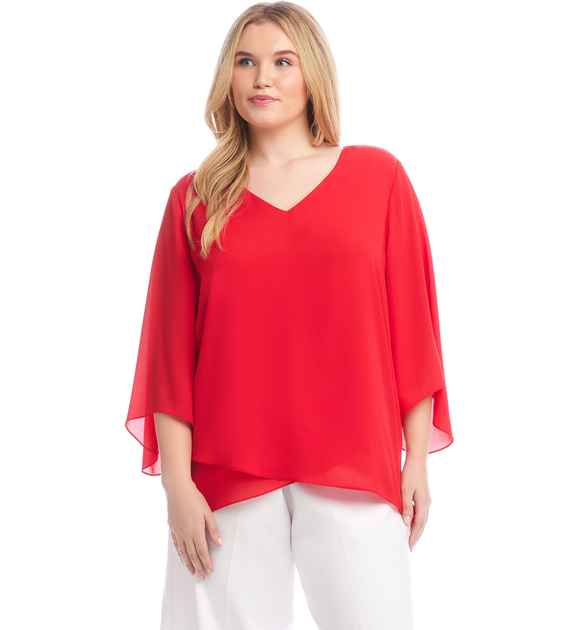 Plus Size Bracelet Sleeve Asymmetric Top