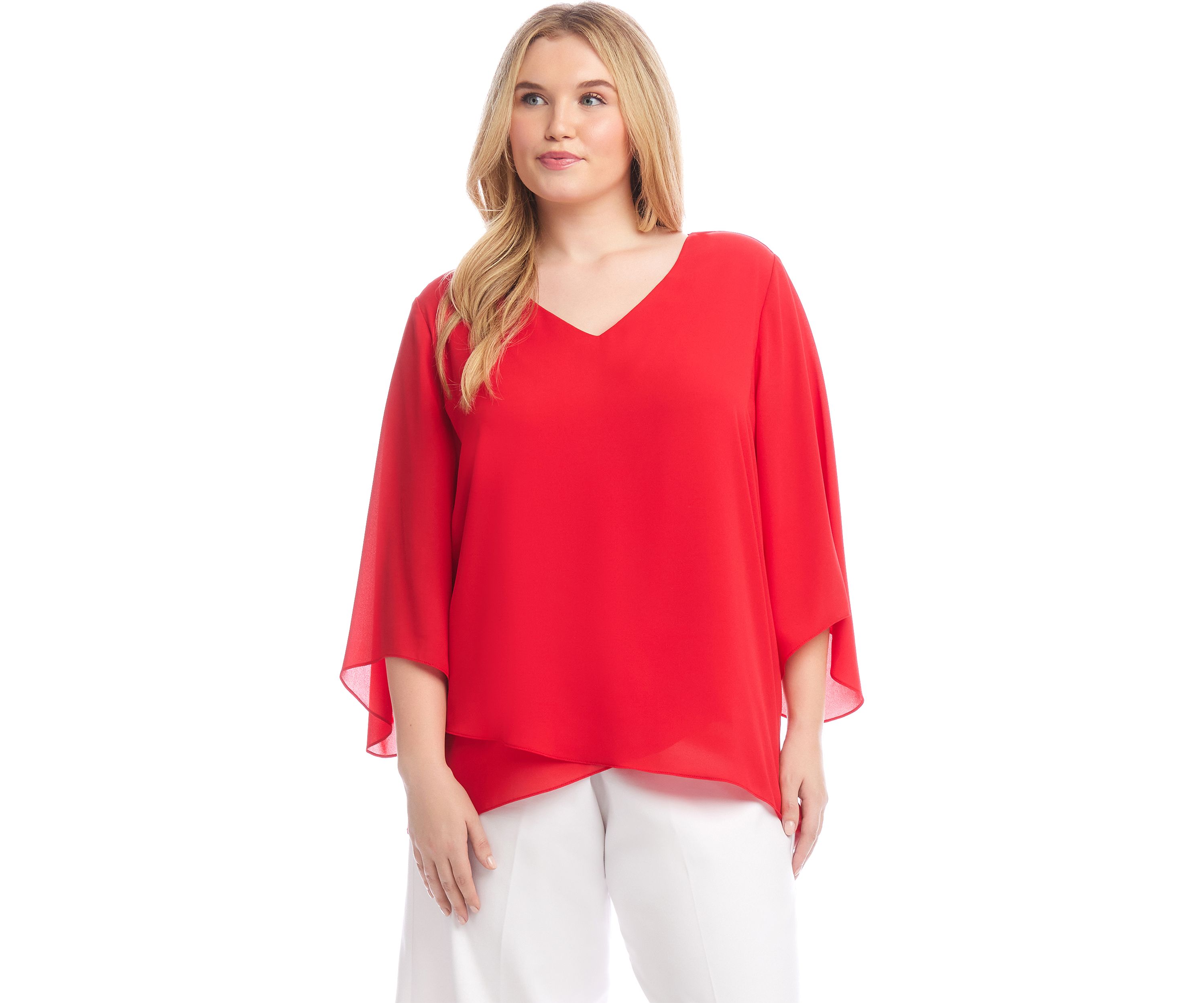 Plus Size Bracelet Sleeve Asymmetric Top