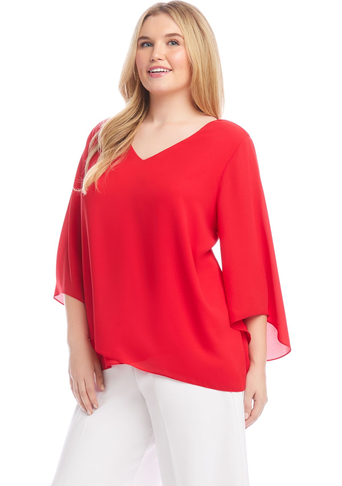Plus Size Bracelet Sleeve Asymmetric Top