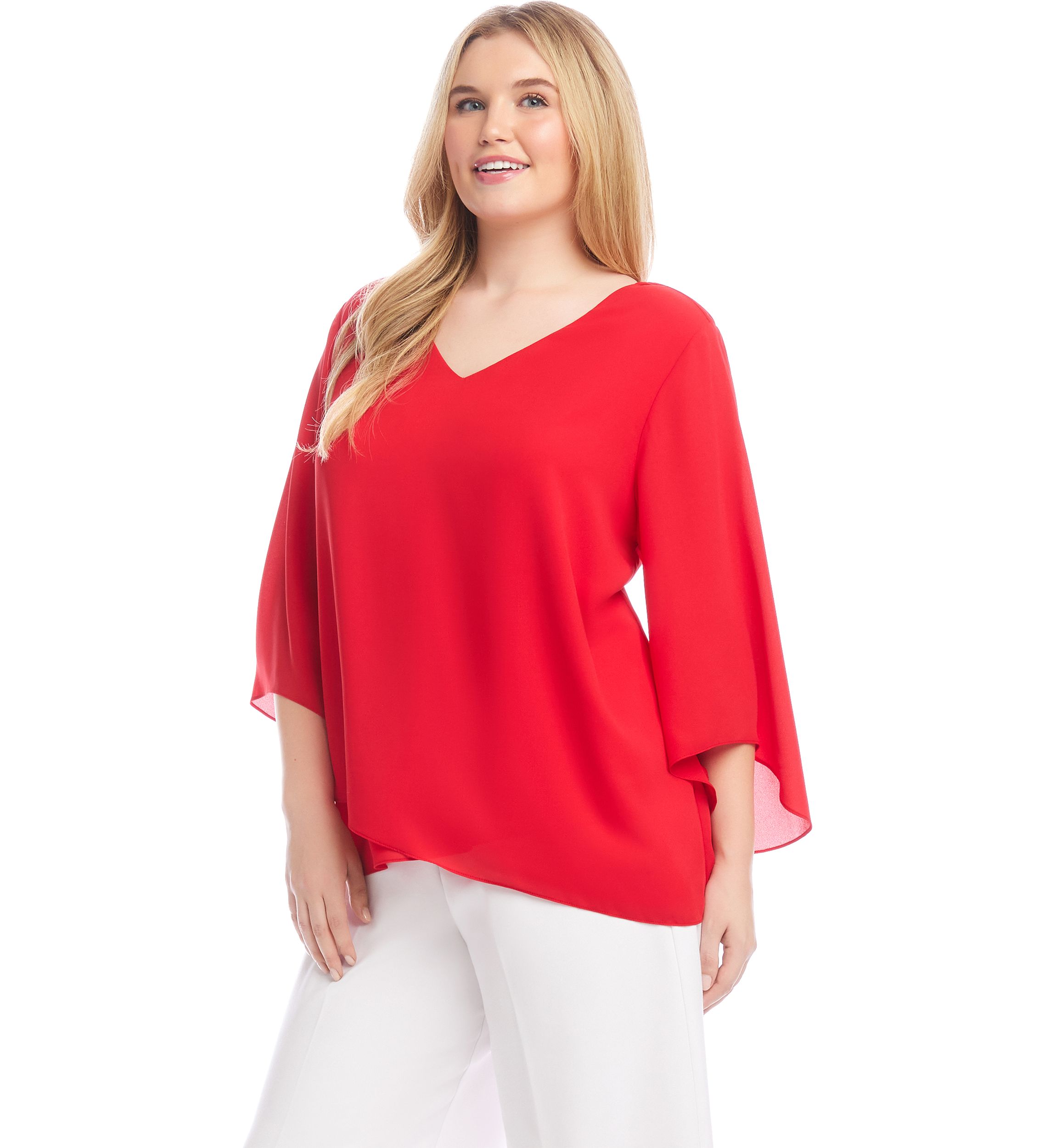 Plus Size Bracelet Sleeve Asymmetric Top