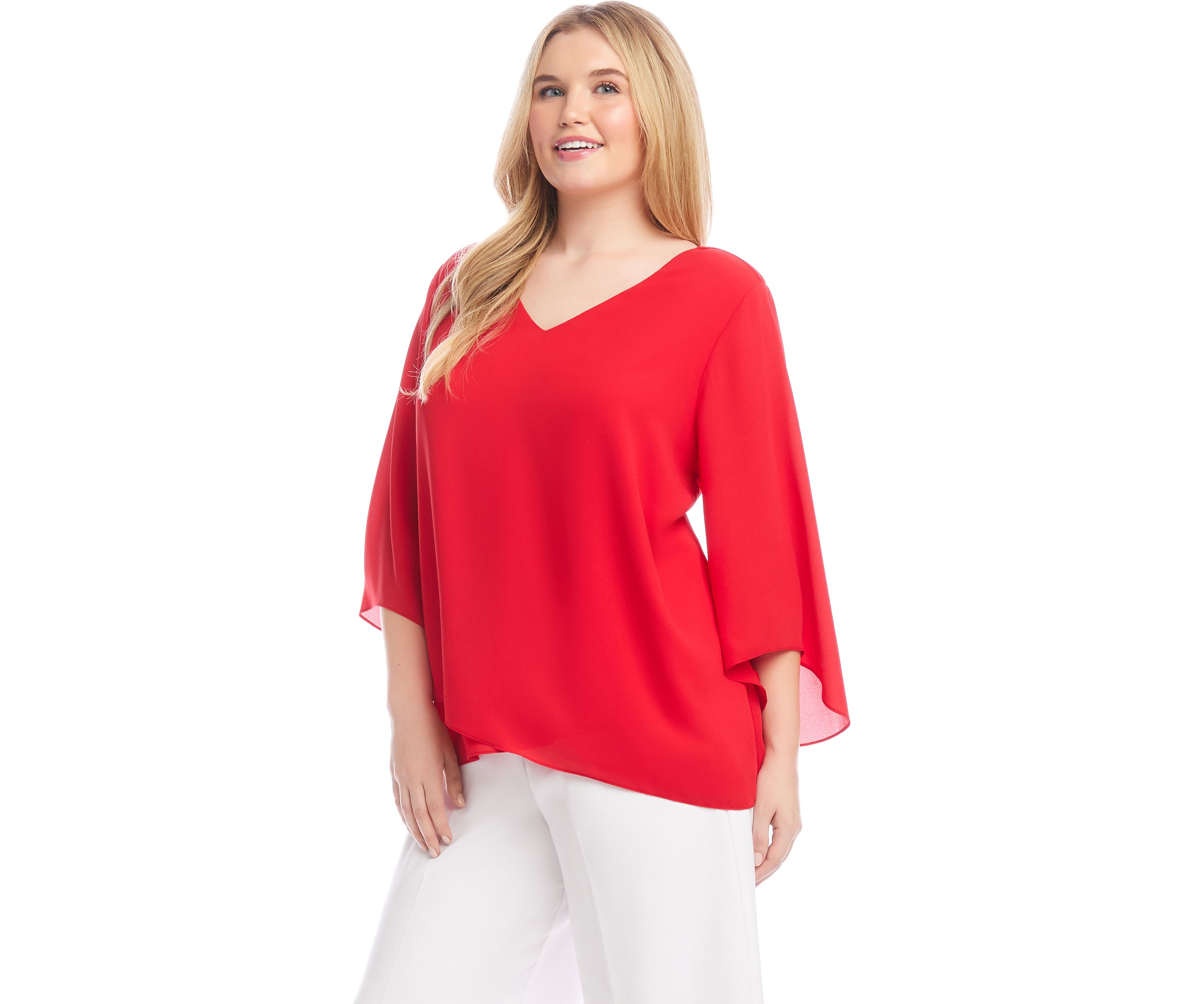 Plus Size Bracelet Sleeve Asymmetric Top