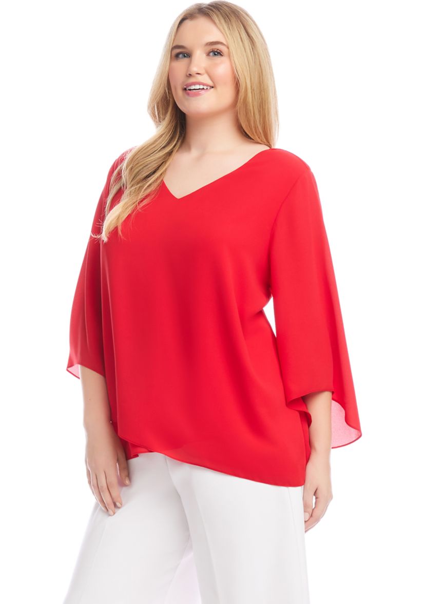 Plus Size Bracelet Sleeve Asymmetric Top
