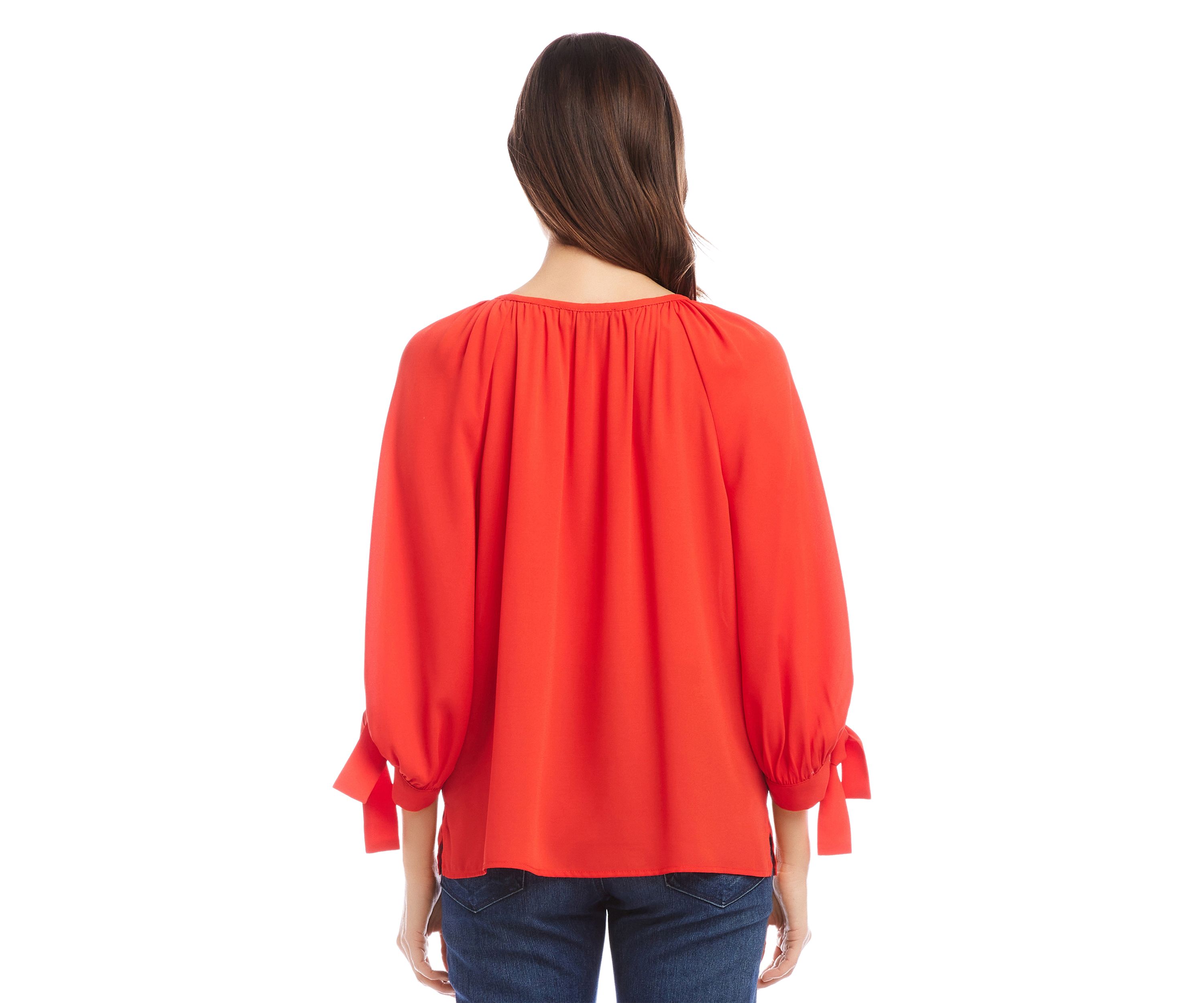 Womens Tie Sleeve Peasant Top