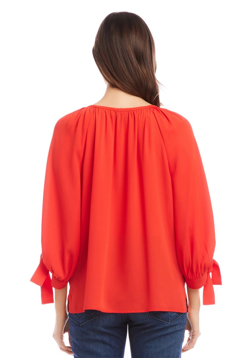 Womens Tie Sleeve Peasant Top