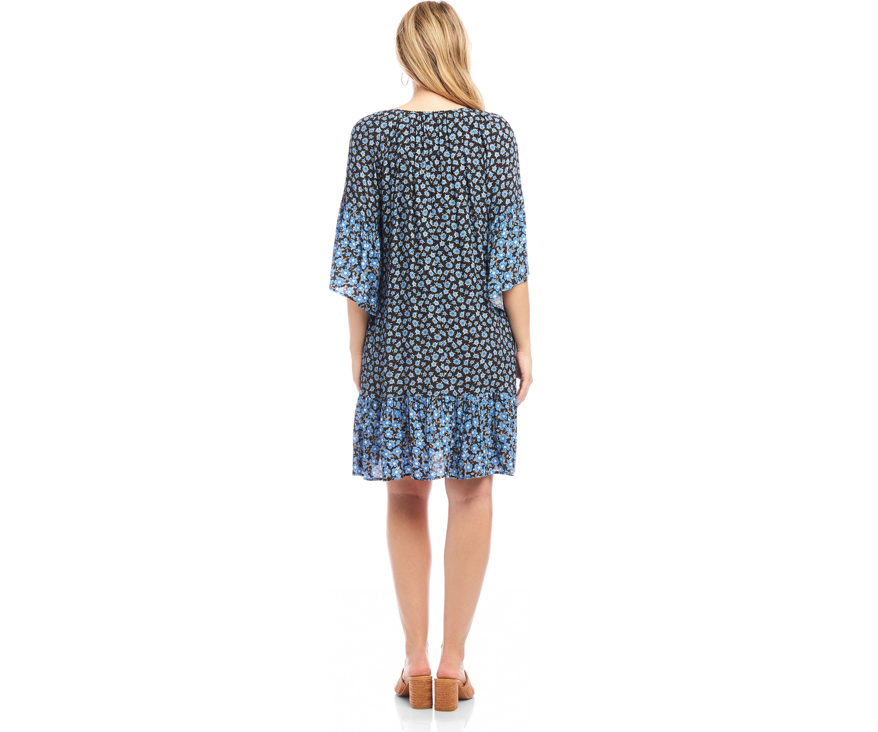 Womens Contrast Ruffle Hem Dress