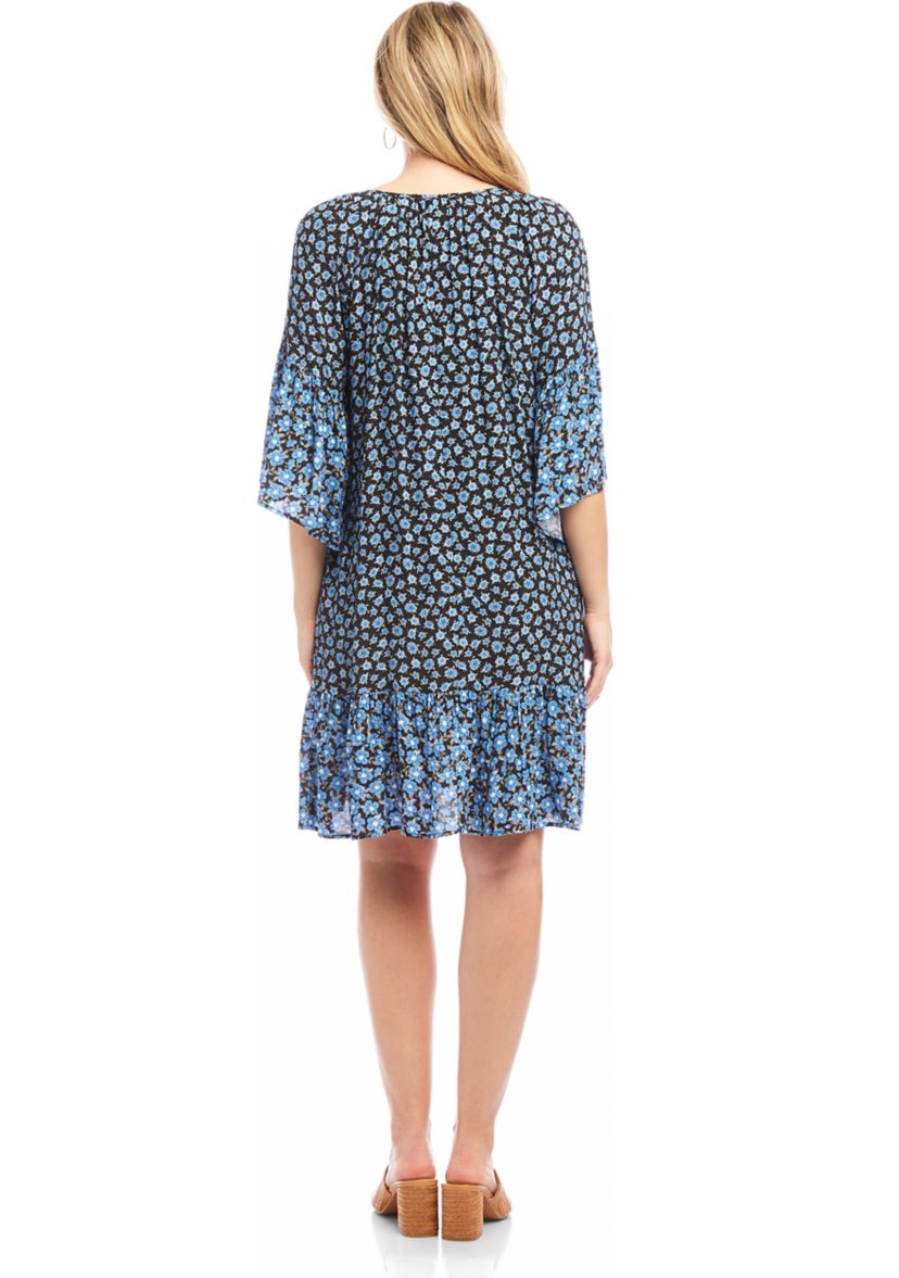 Womens Contrast Ruffle Hem Dress