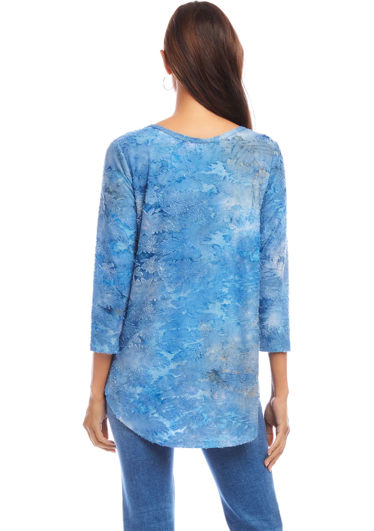 Womens Tie-Dye Burnout Shirttail Top