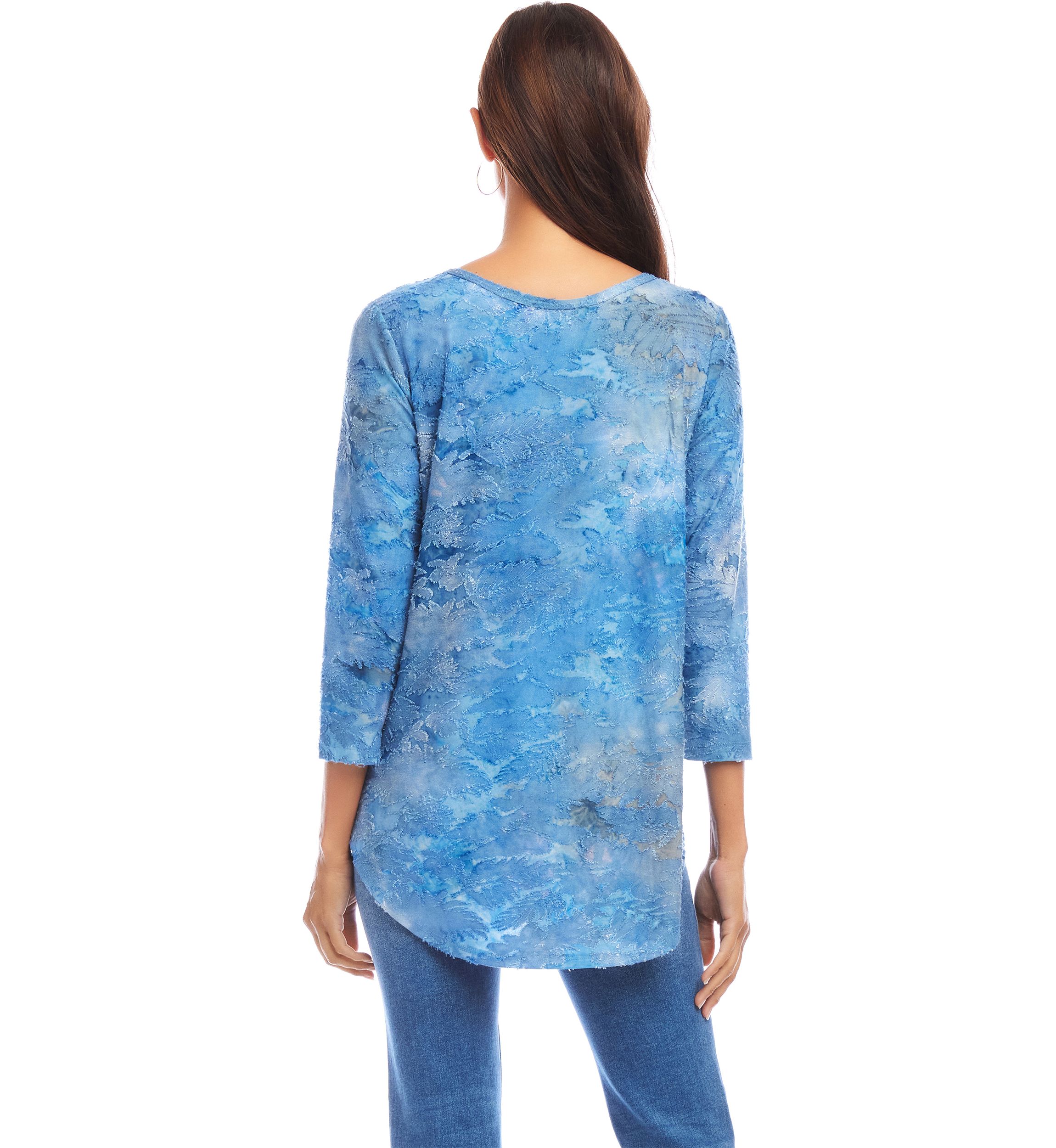 Womens Tie-Dye Burnout Shirttail Top