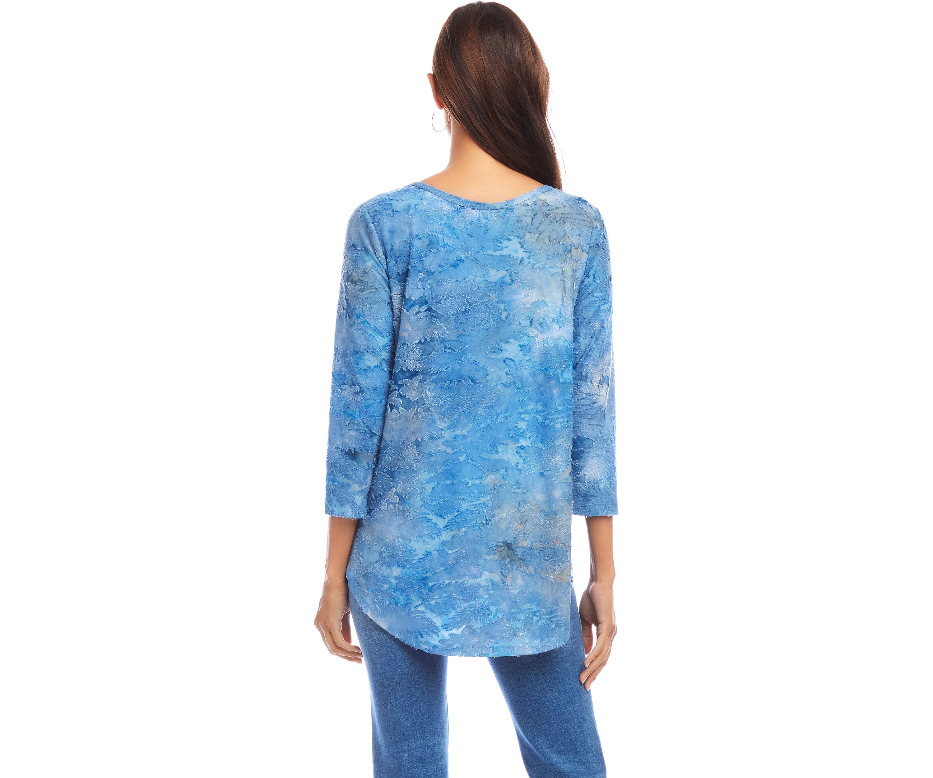 Womens Tie-Dye Burnout Shirttail Top