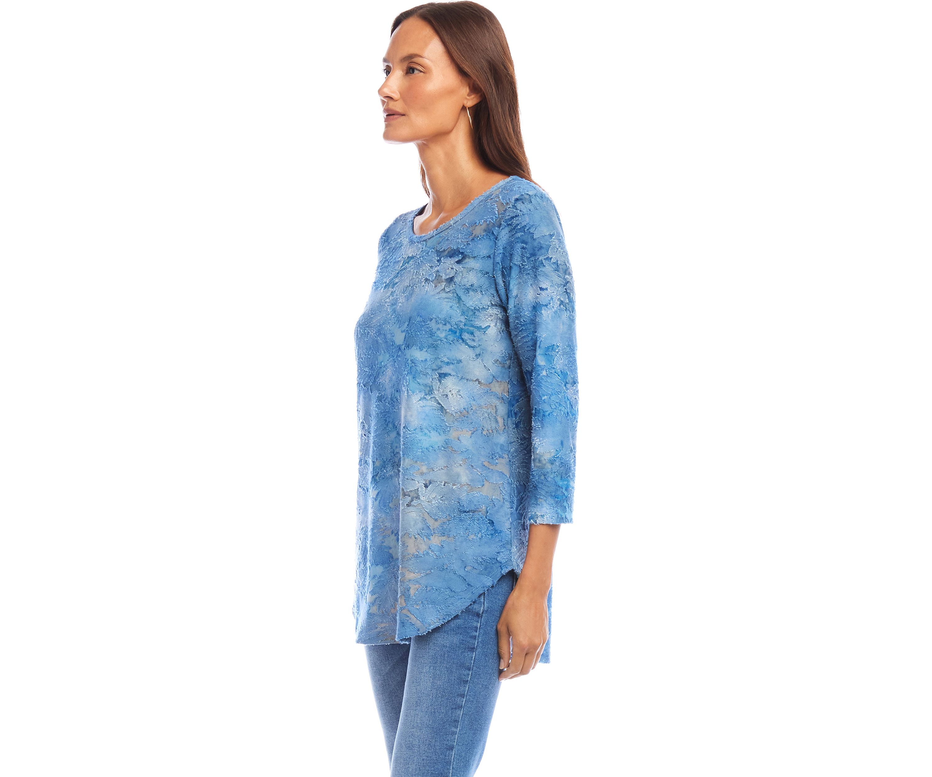 Womens Tie-Dye Burnout Shirttail Top