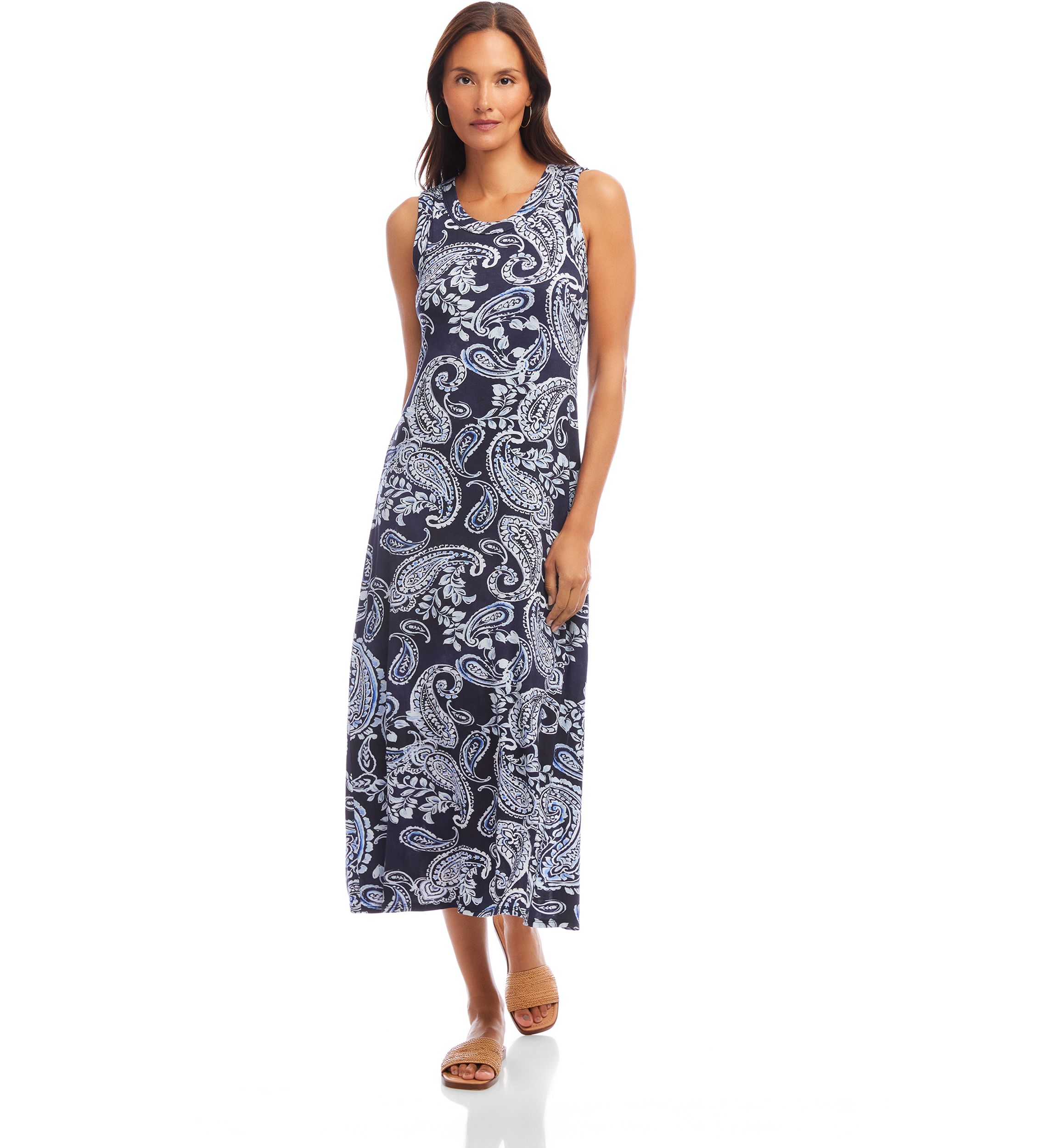 Womens Sleeveless Midi Dress