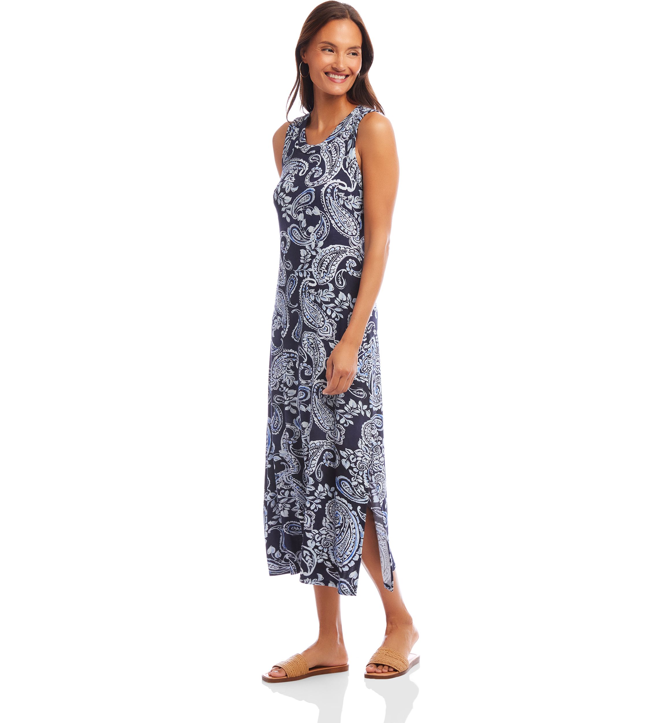 Womens Sleeveless Midi Dress