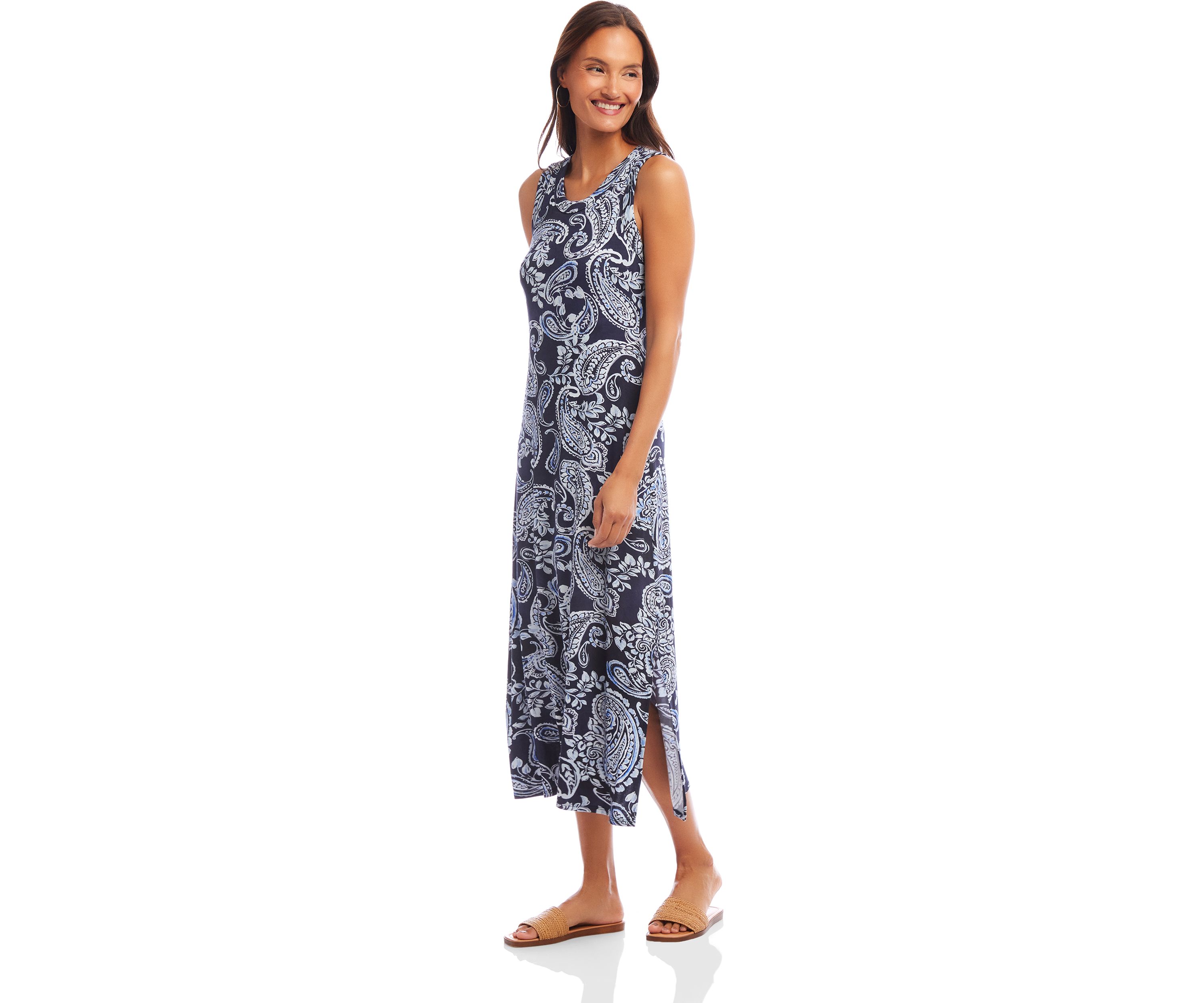 Womens Sleeveless Midi Dress