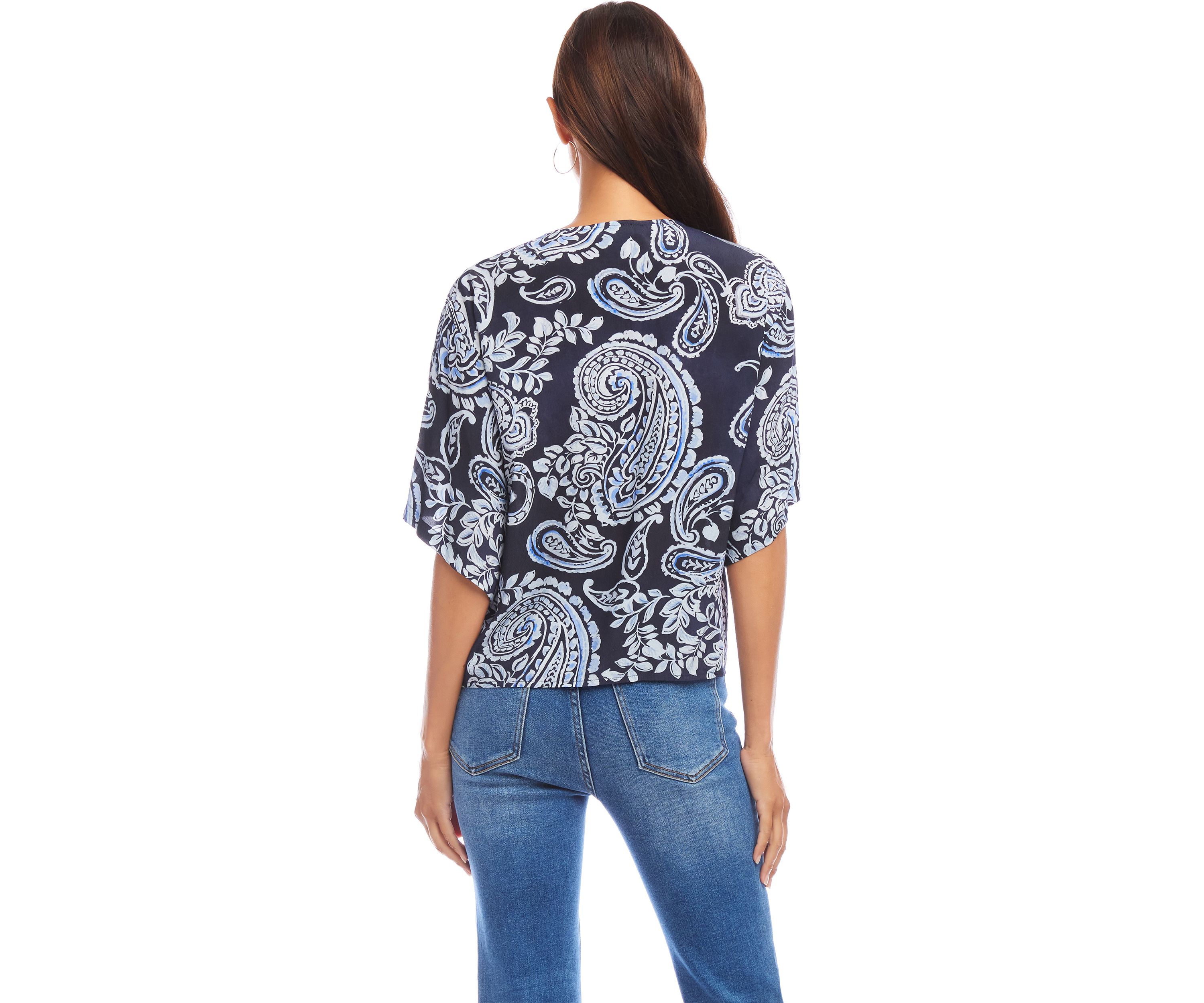 Womens Flutter Sleeve Tie Front Top