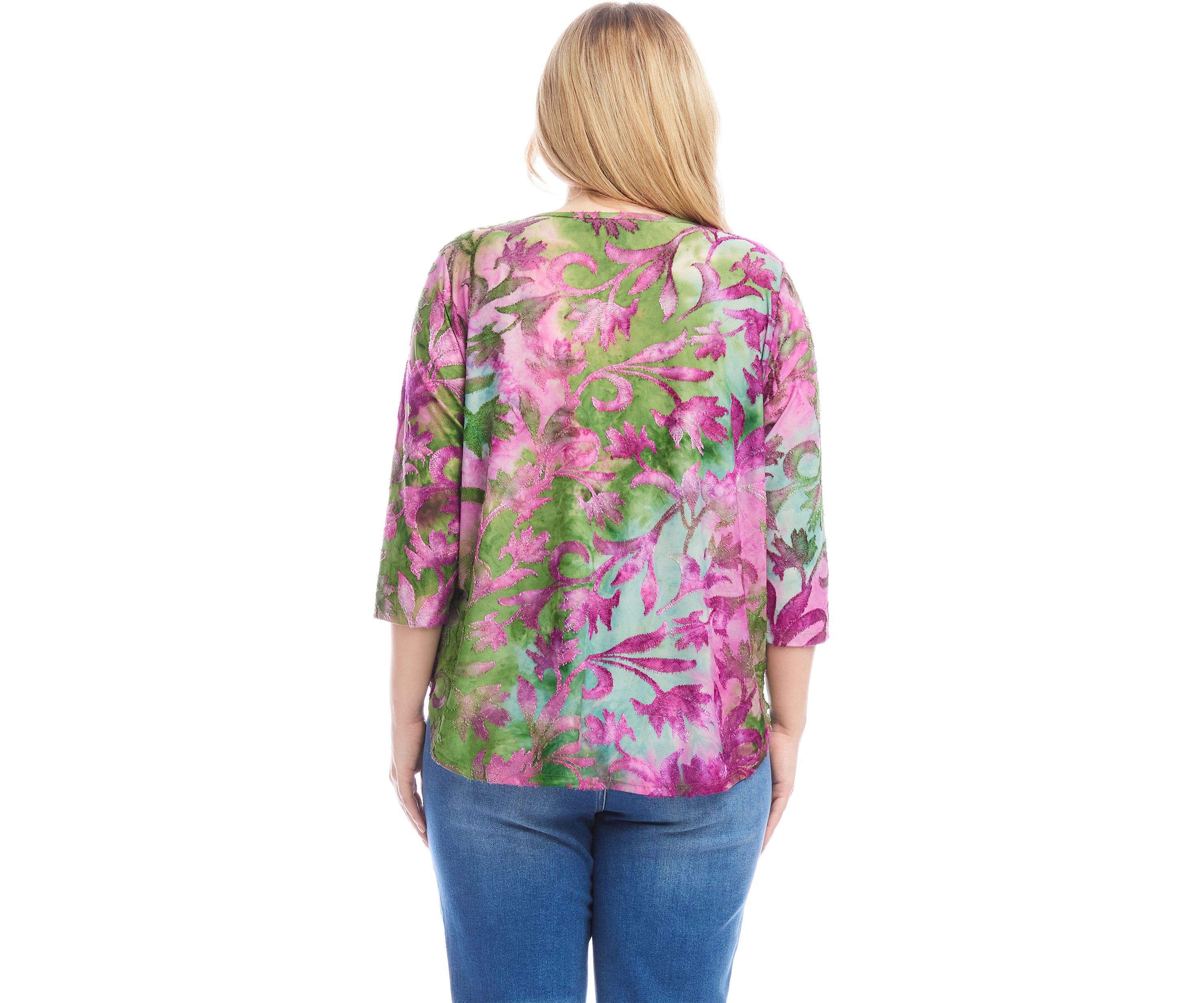 Plus Size Tie Dye Burnout Shirttail Top