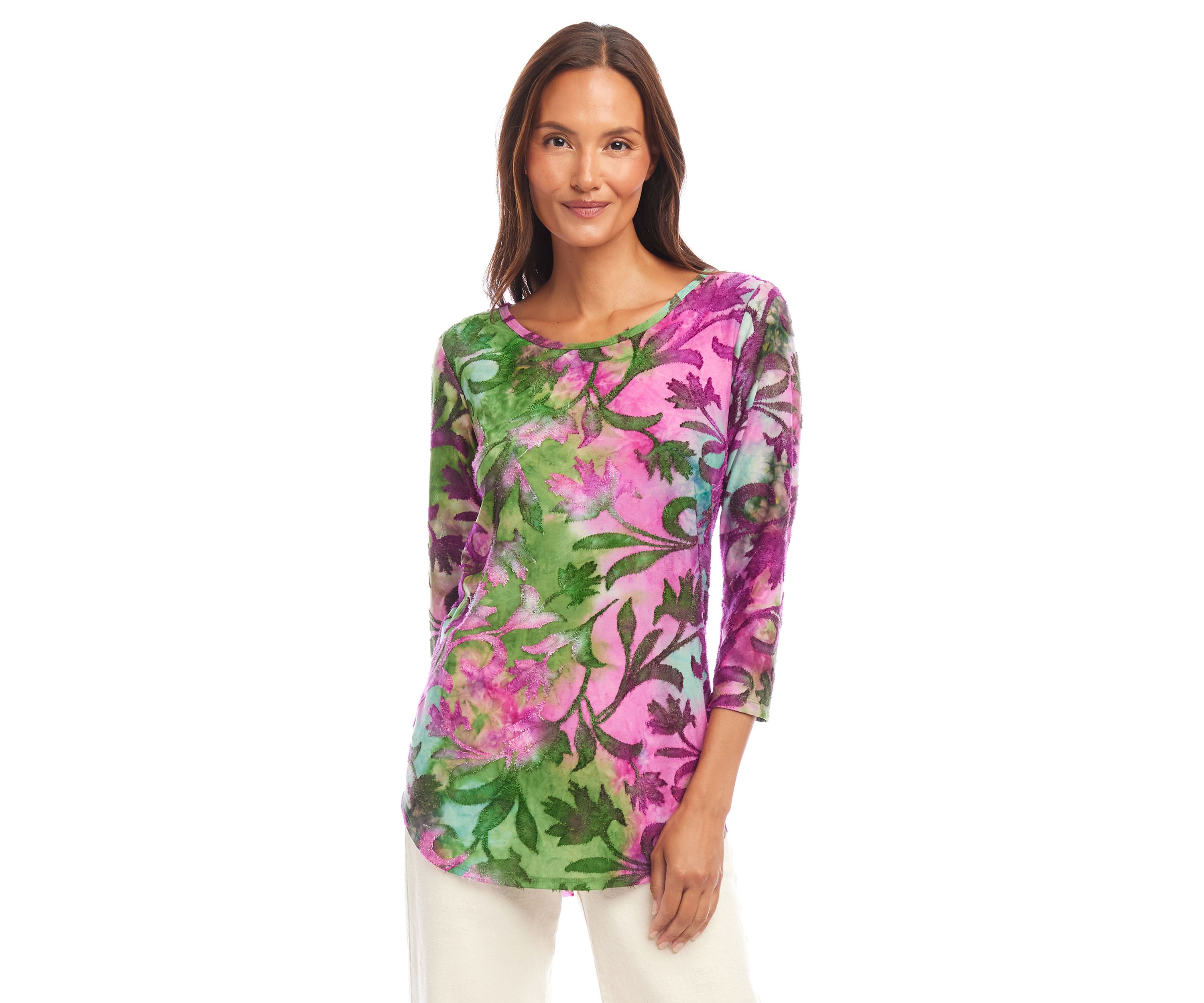Womens Tie Dye Burnout Shirttail Top