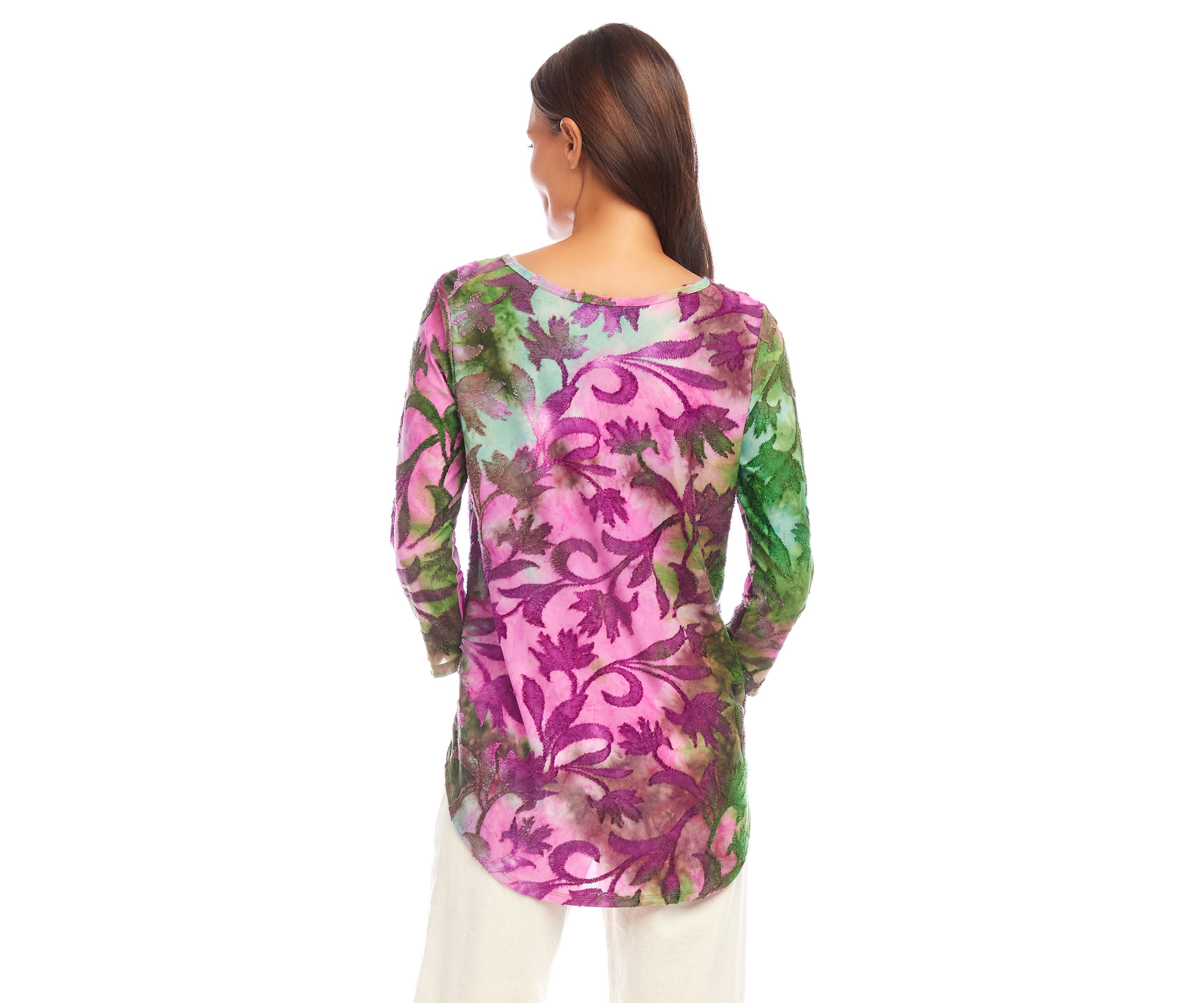 Womens Tie Dye Burnout Shirttail Top