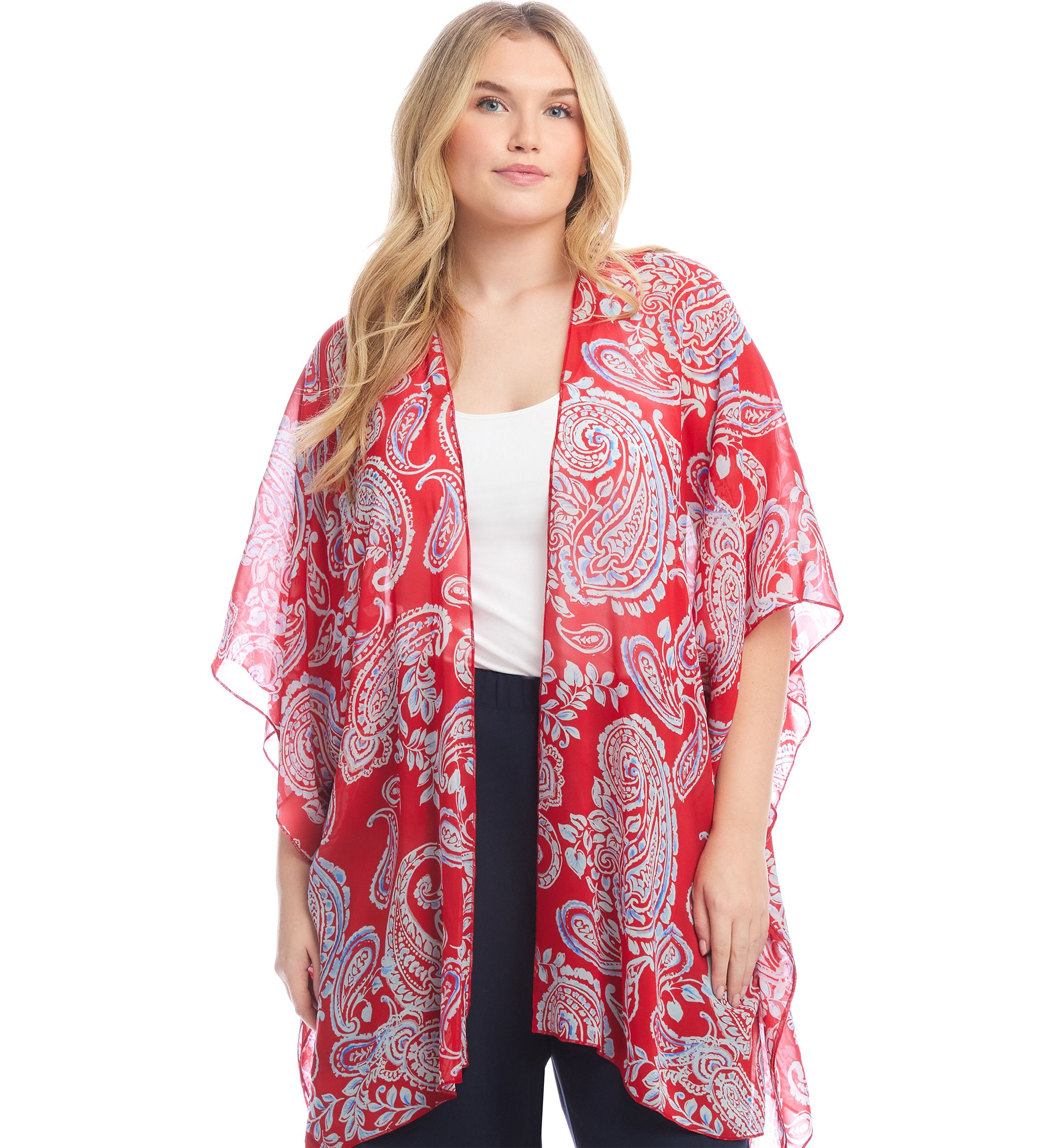 Plus Size Open Front Kimono