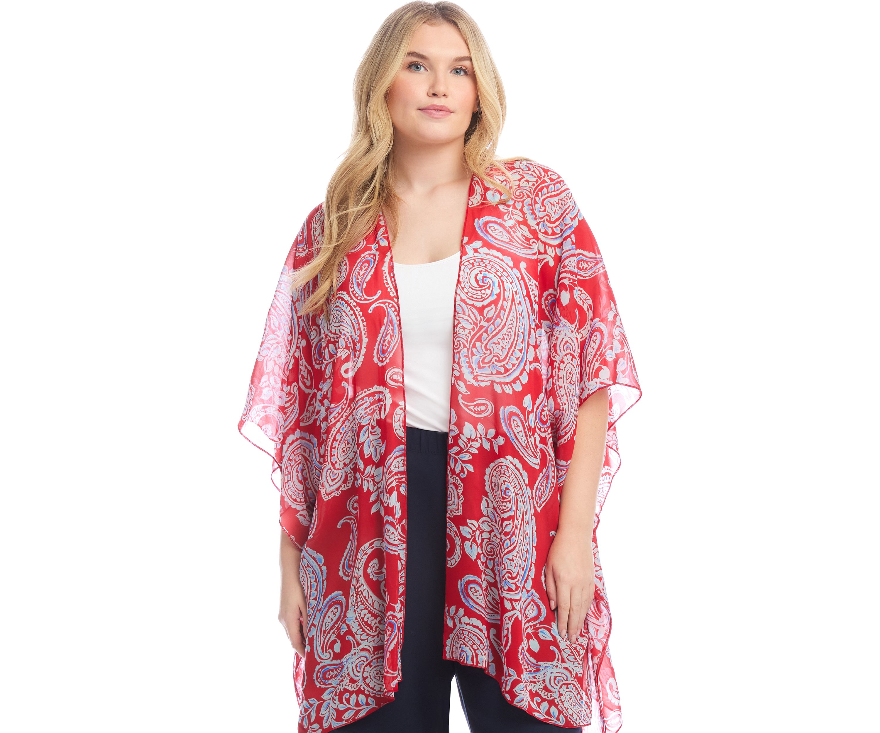 Plus Size Open Front Kimono