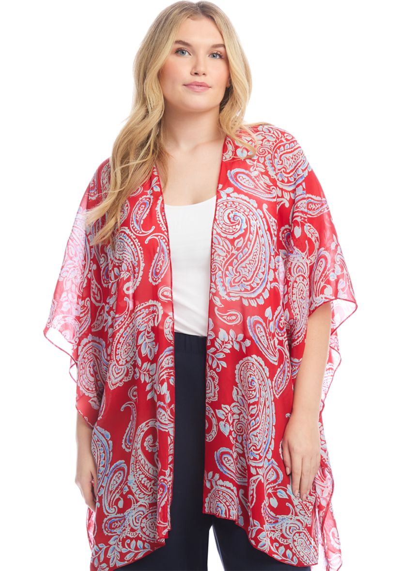 Plus Size Open Front Kimono