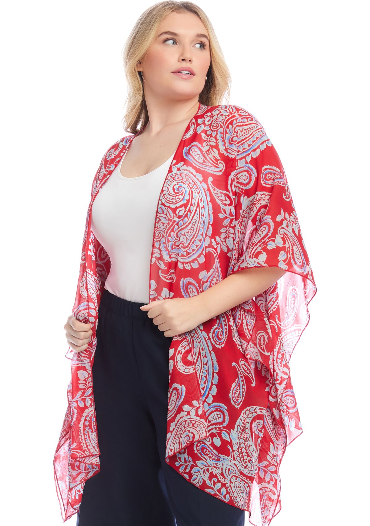 Plus Size Open Front Kimono