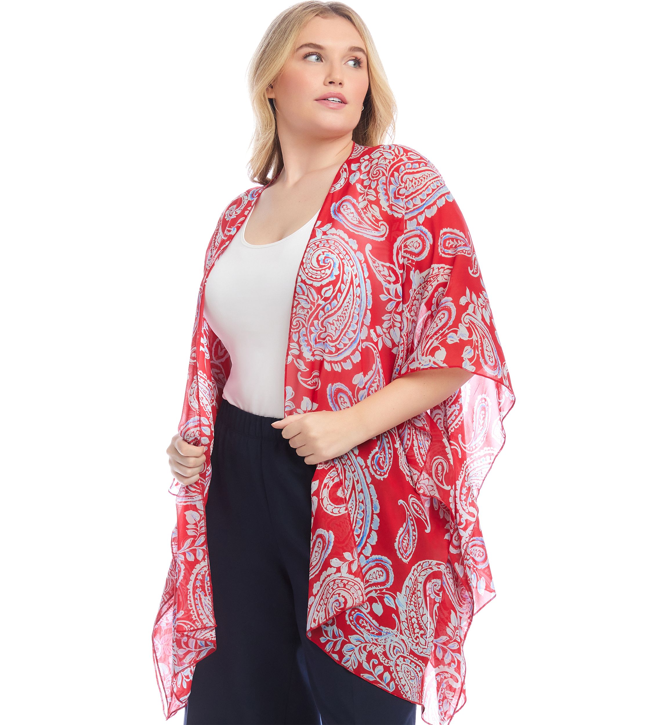 Plus Size Open Front Kimono