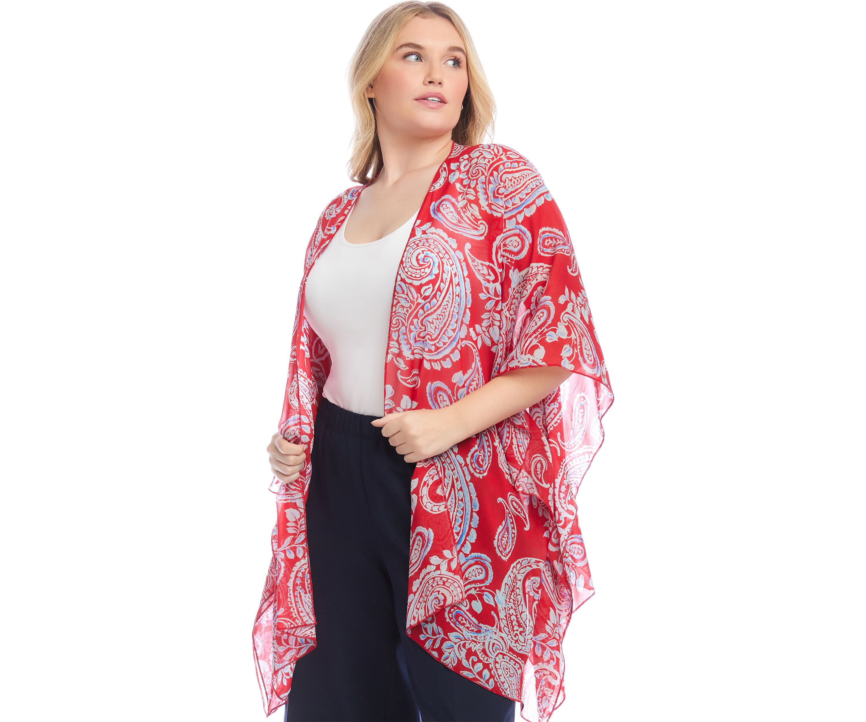 Plus Size Open Front Kimono