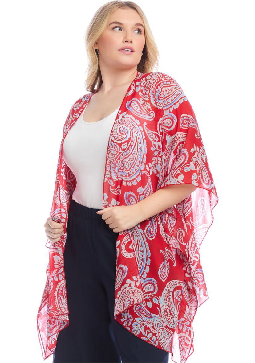 Plus Size Open Front Kimono
