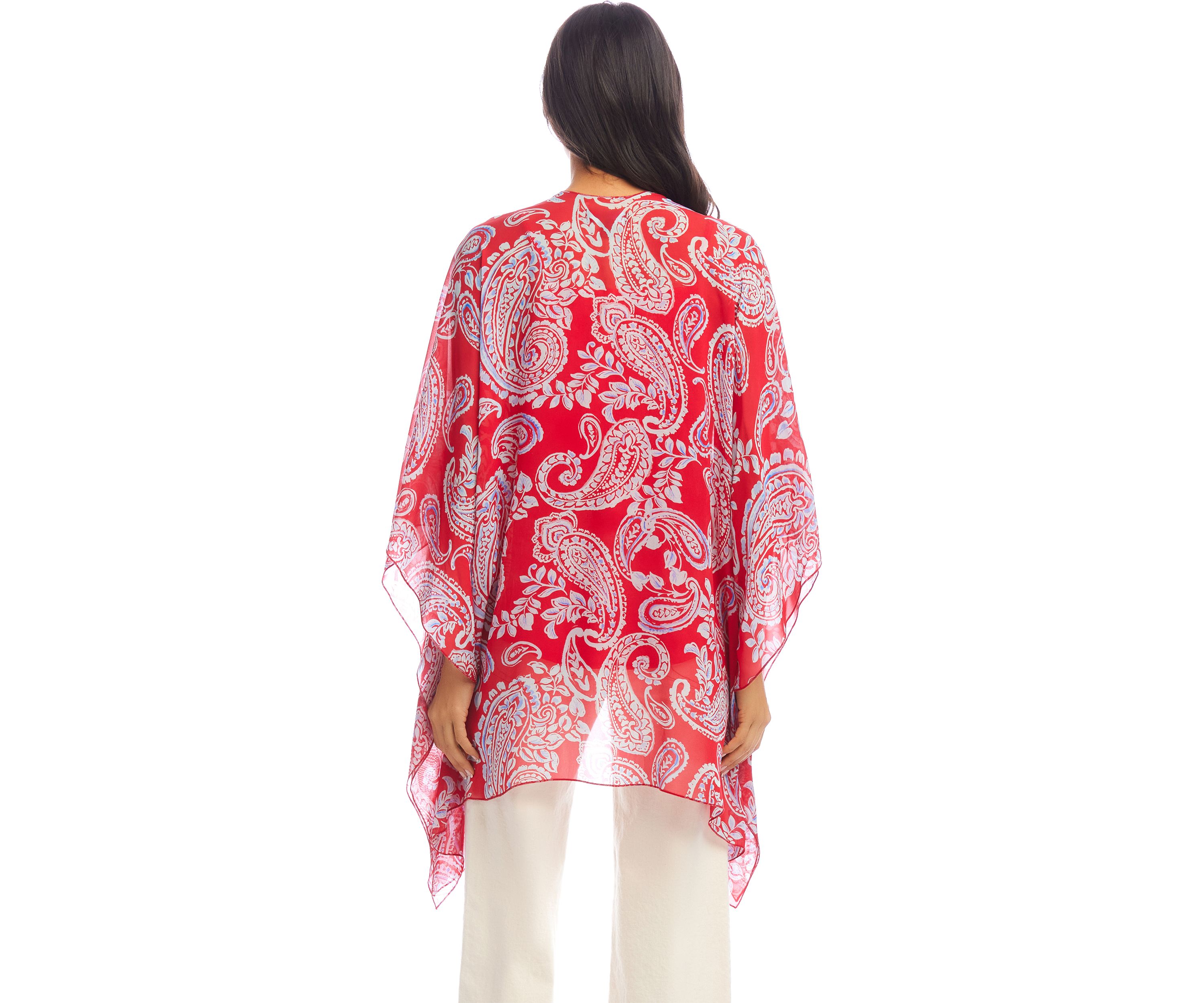 Womens Open Front Paisley Kimono