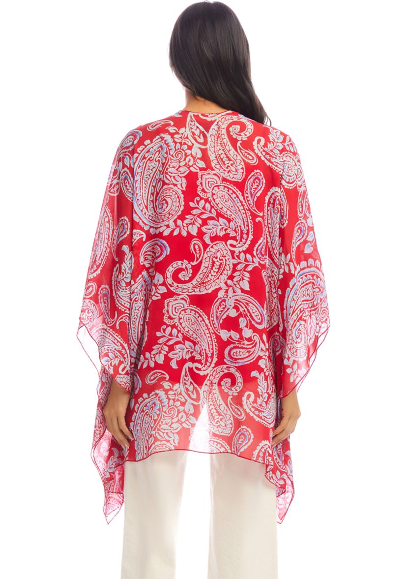 Womens Open Front Paisley Kimono