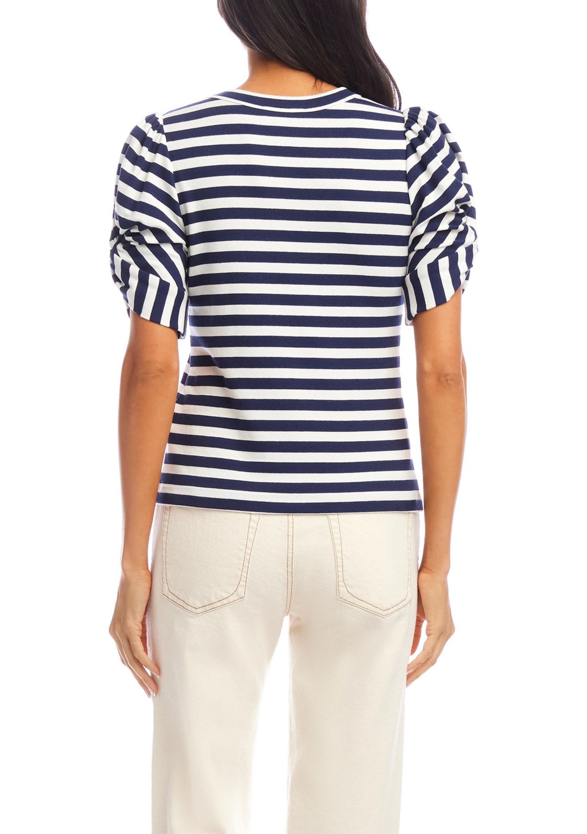 Womens Stripe Twist-Sleeve Top