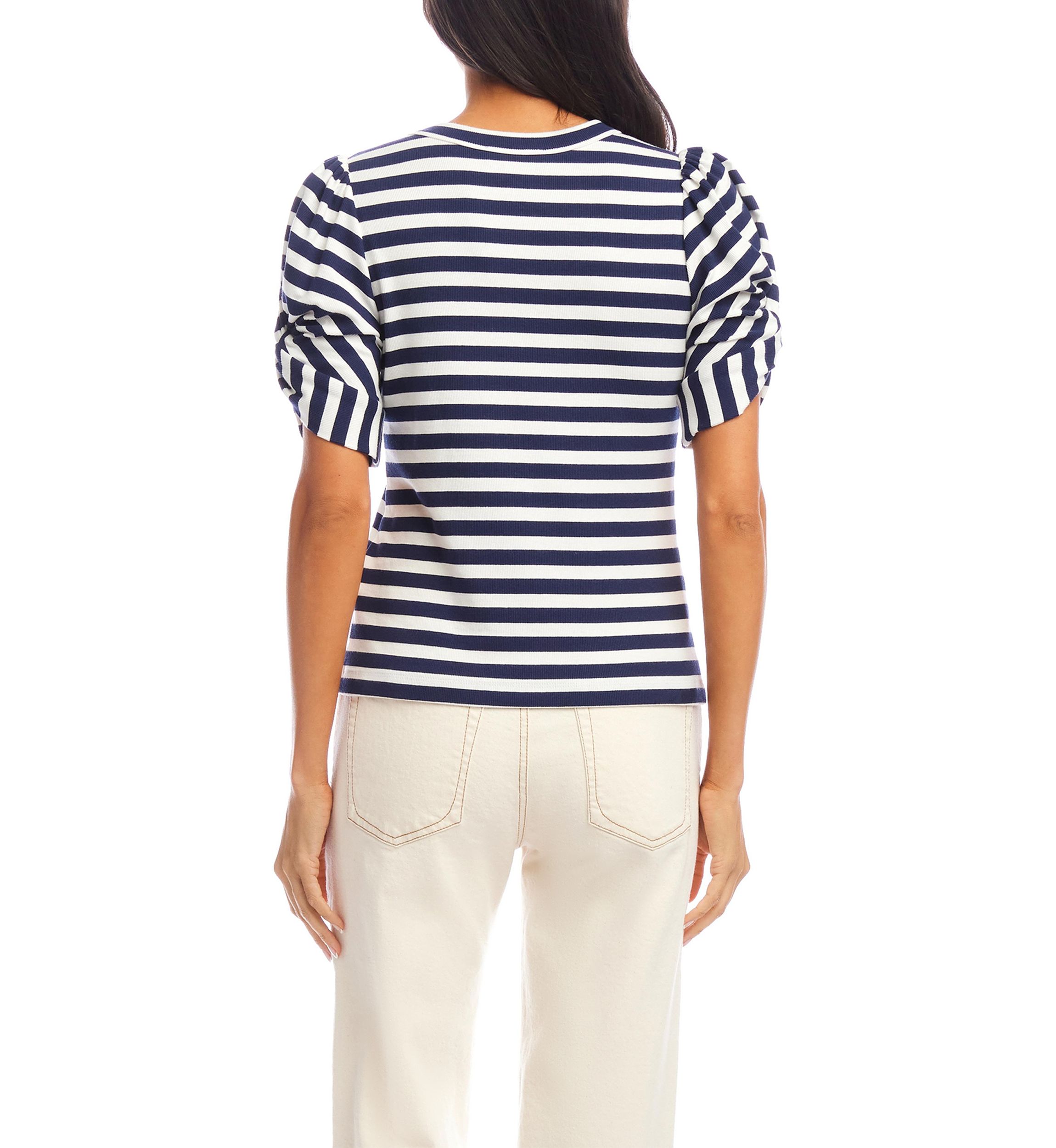 Womens Stripe Twist-Sleeve Top