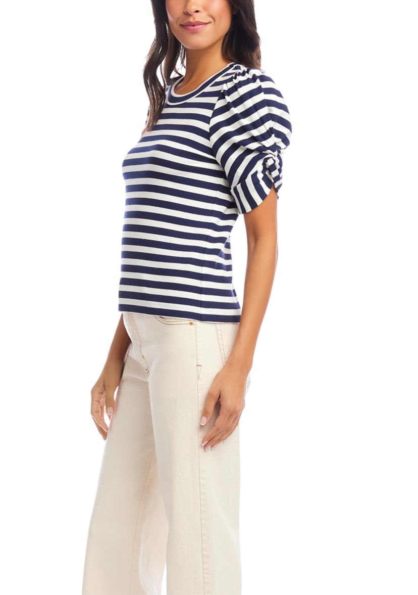 Womens Stripe Twist-Sleeve Top