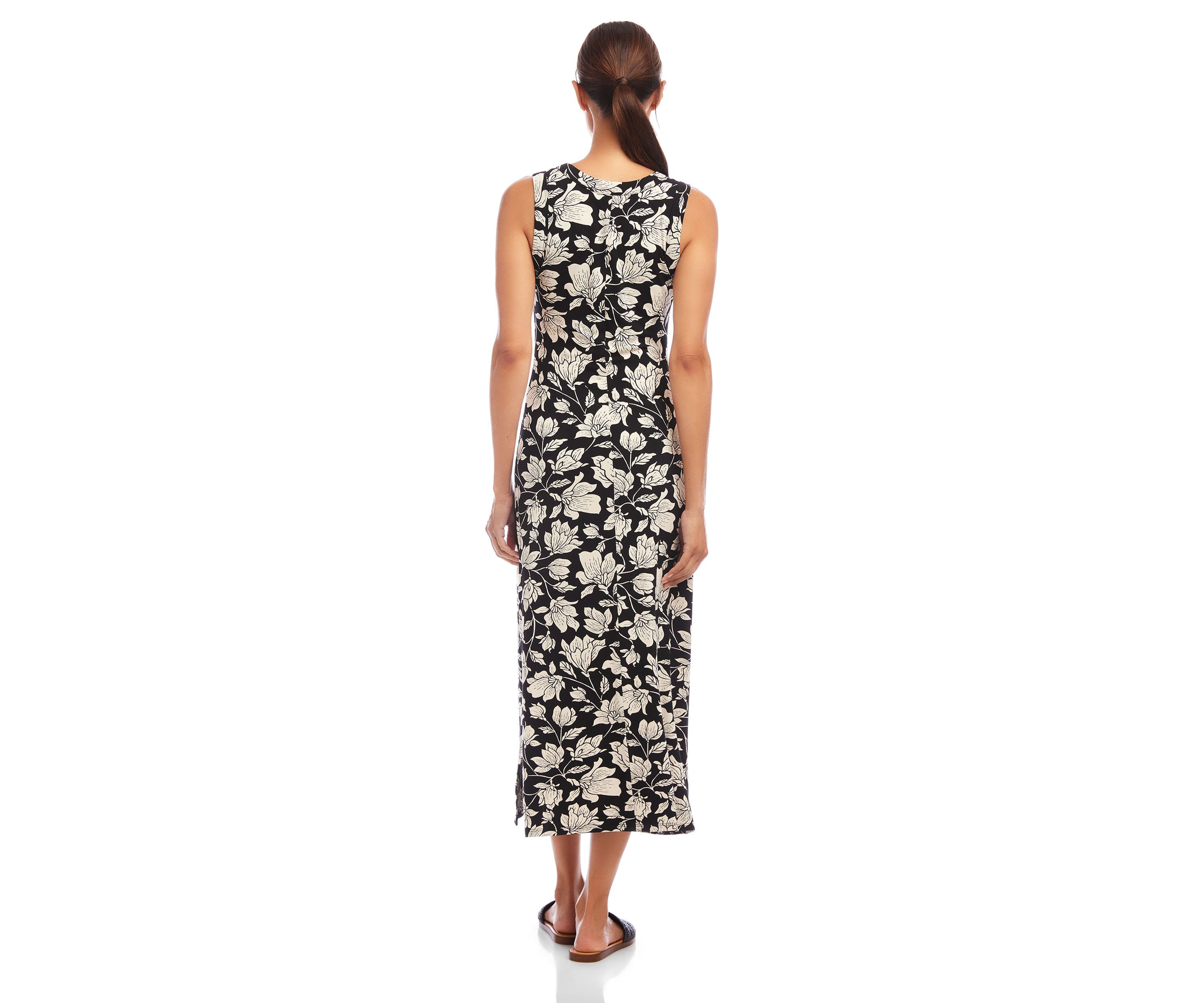 Womens Sleeveless V-Neck Midi Dress