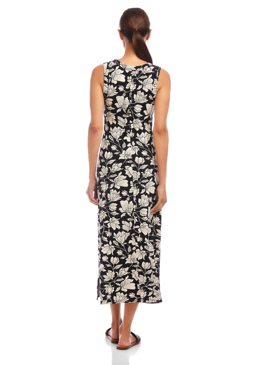 Womens Sleeveless V-Neck Midi Dress