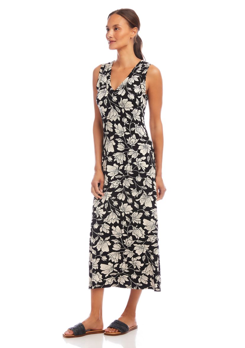 Womens Sleeveless V-Neck Midi Dress