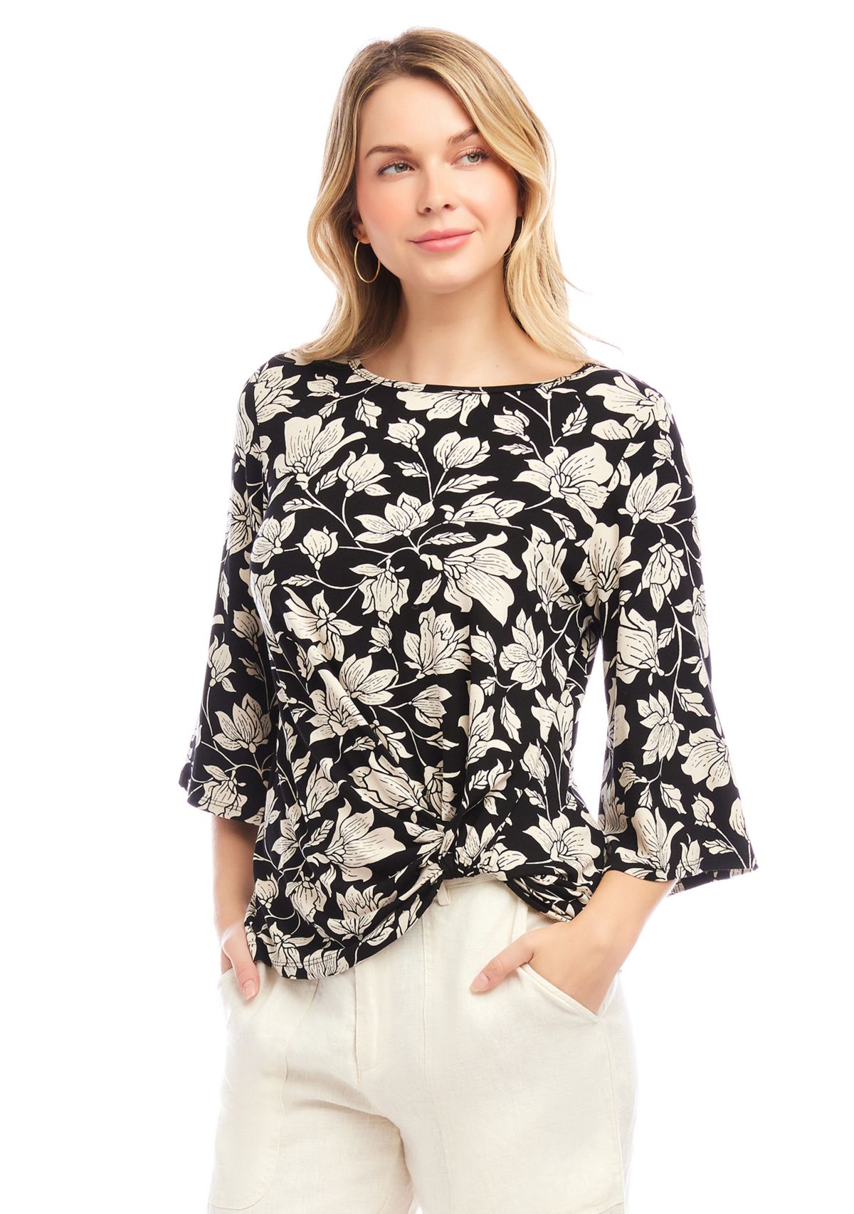 Womens Flare Sleeve Pick-Up Top