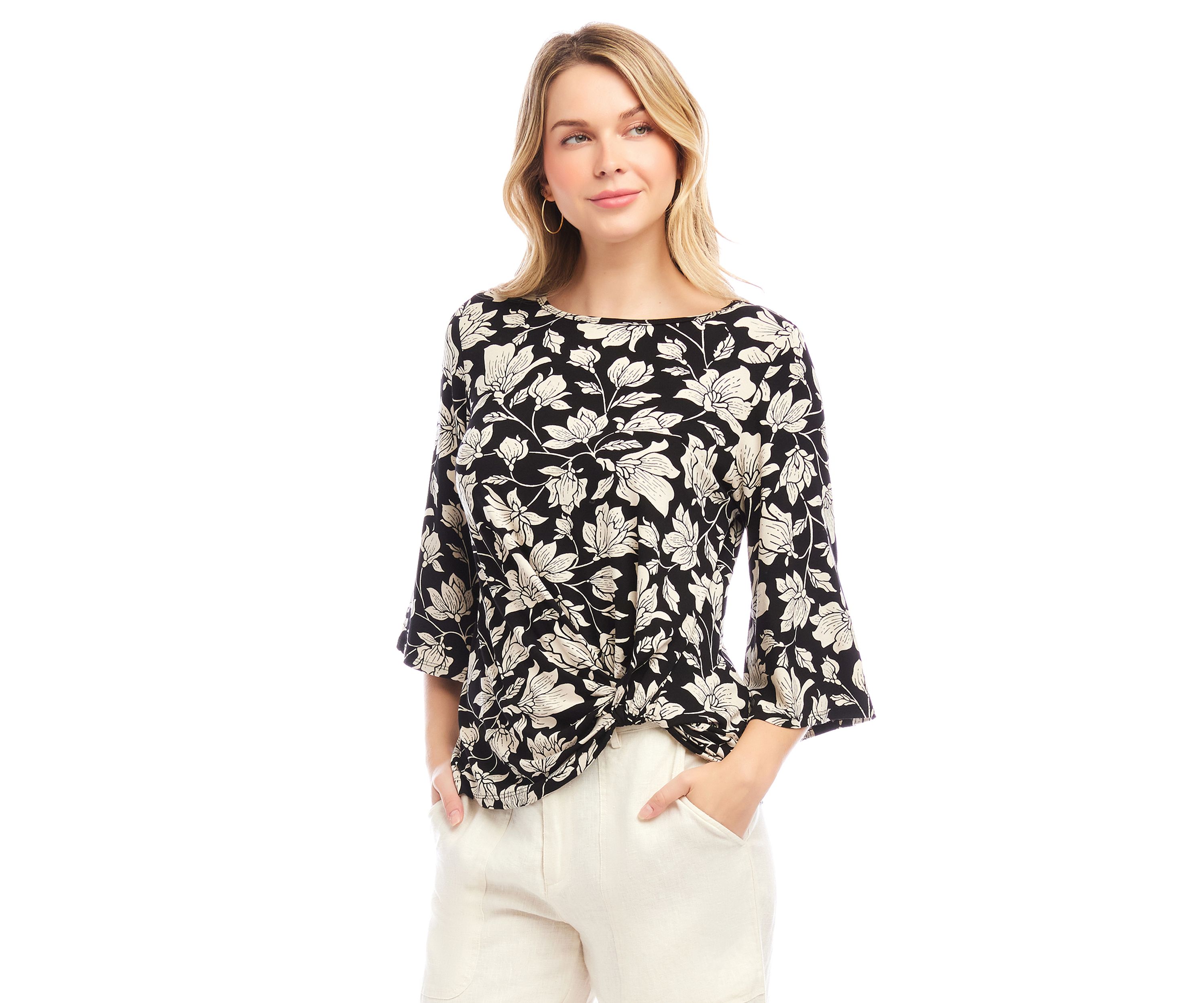 Womens Flare Sleeve Pick-Up Top