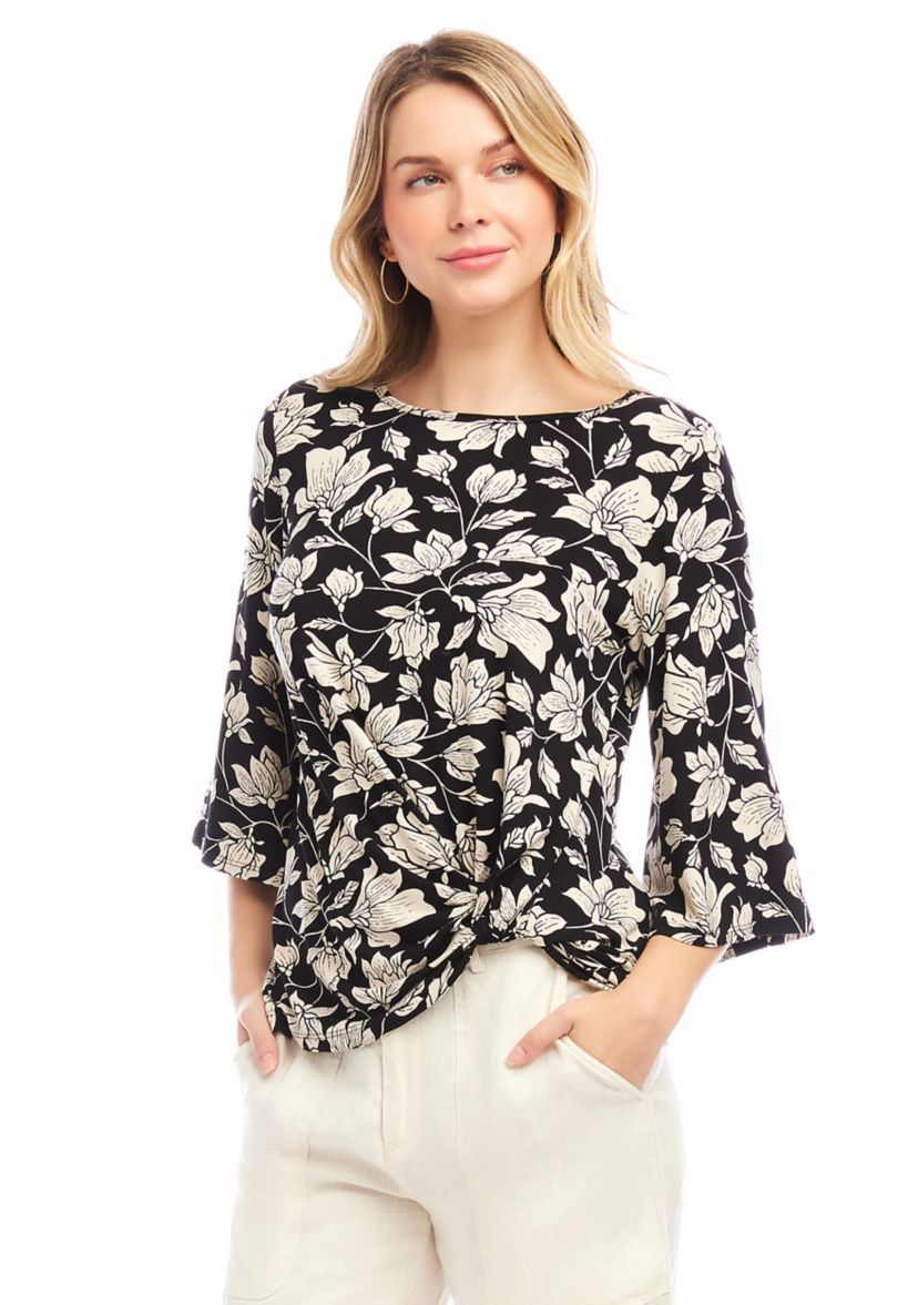 Womens Flare Sleeve Pick-Up Top
