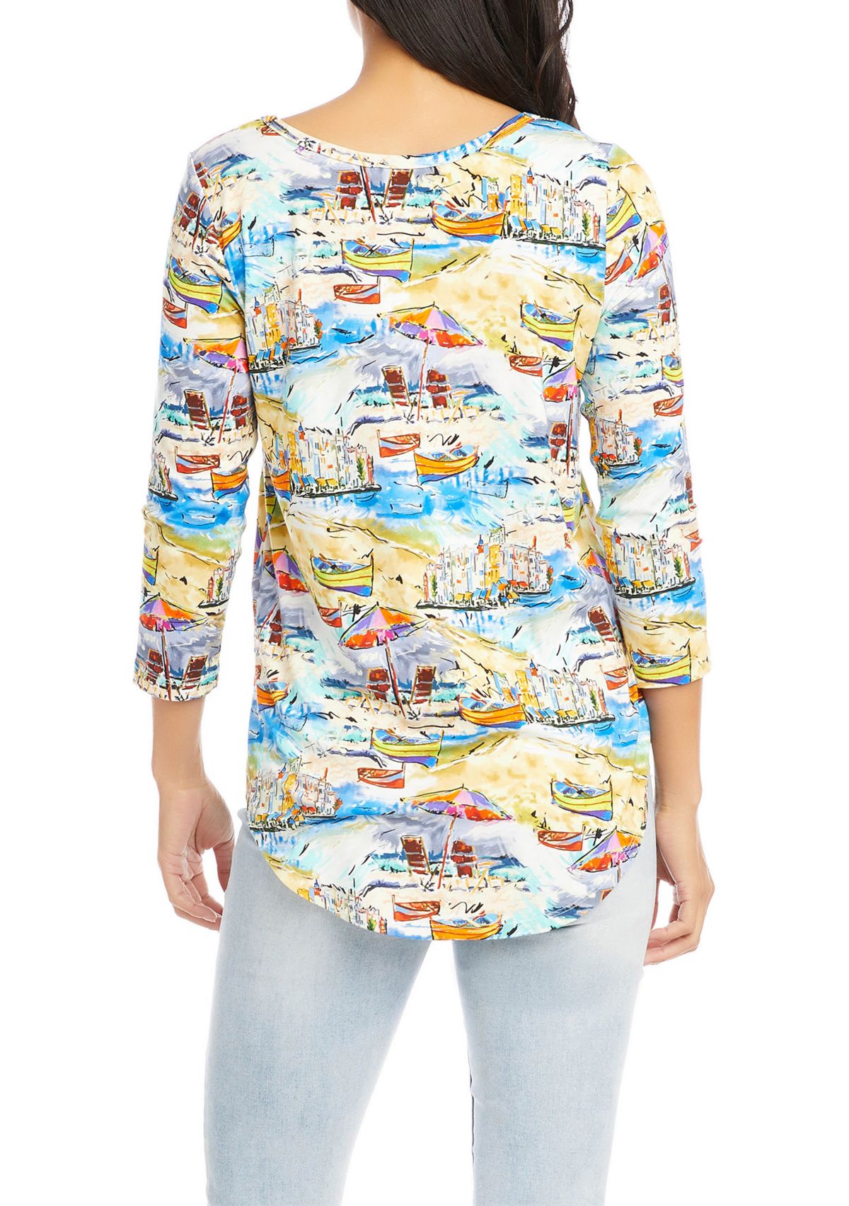 Womens 3/4 Sleeve Shirttail Top