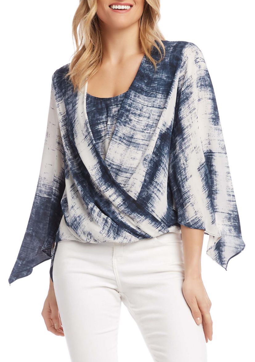 Womens Flare Sleeve Crossover Top 