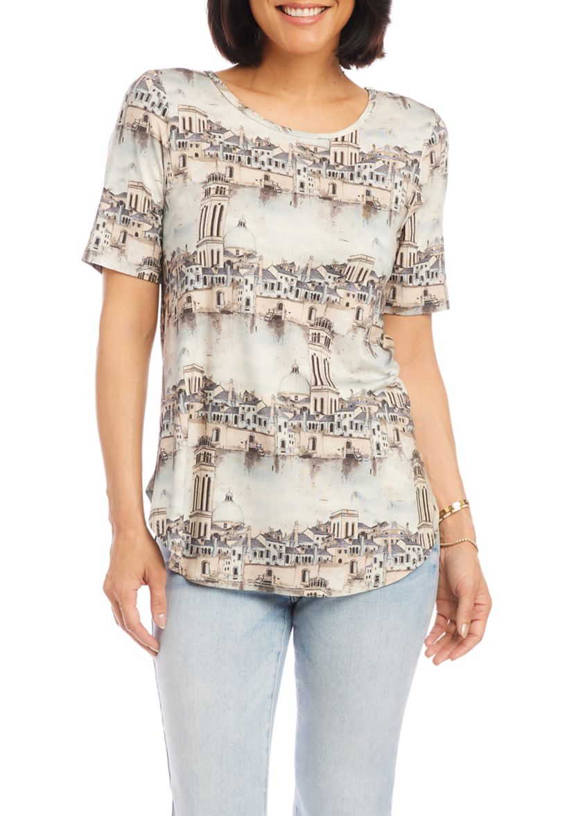Womens Short Sleeve Shirttail T-Shirt