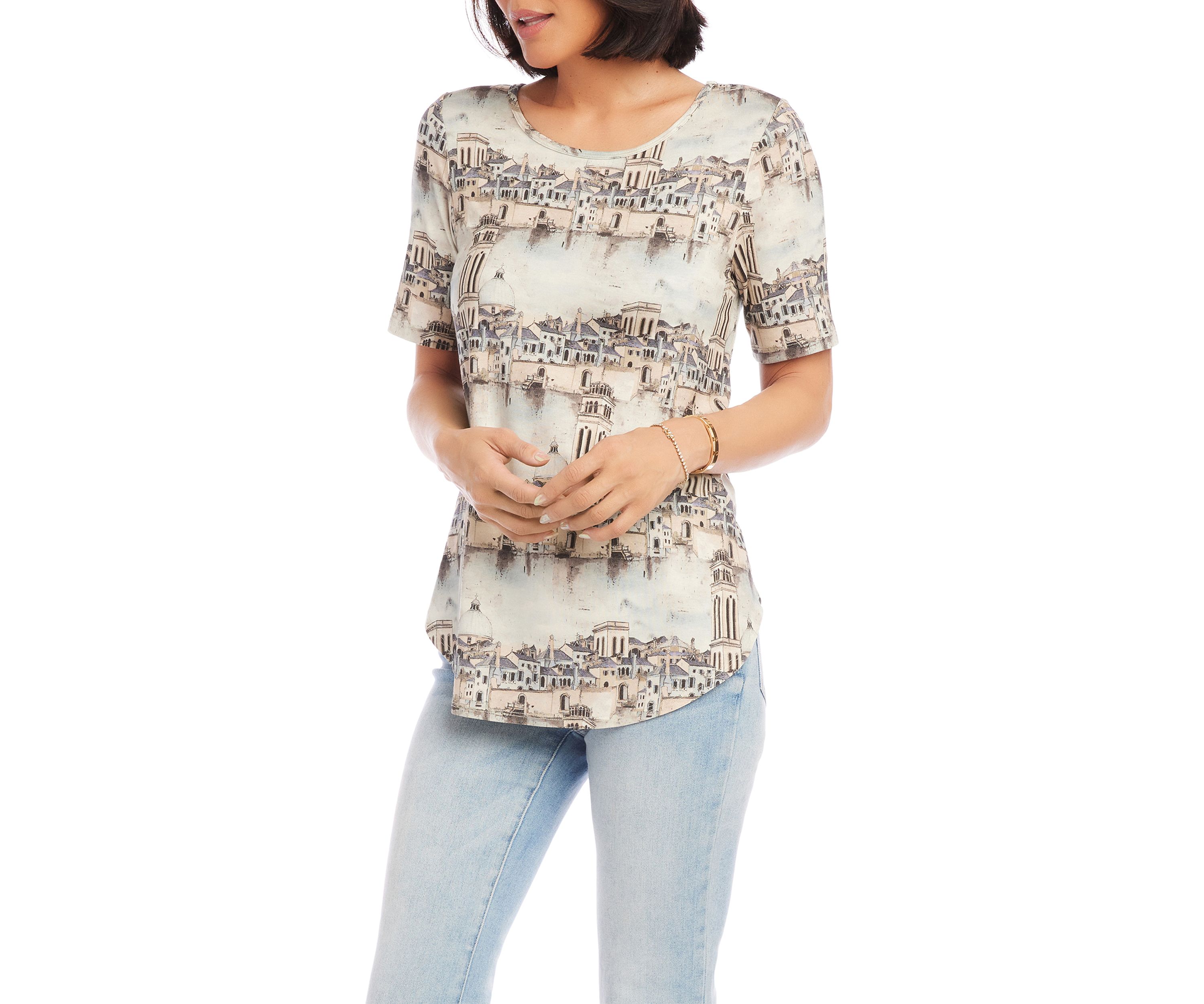 Womens Short Sleeve Shirttail T-Shirt
