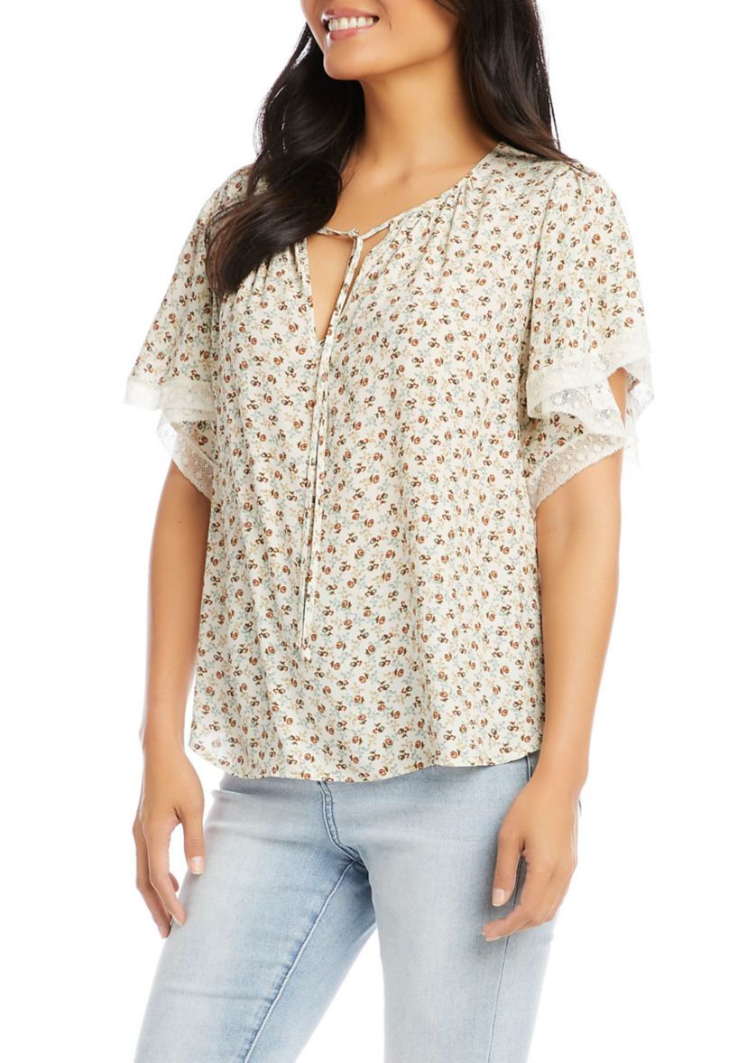 Womens Flutter Sleeve Top