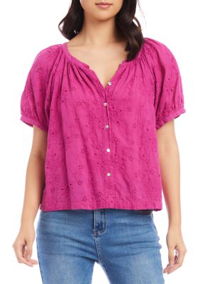 Women's Eyelet Peasant Top