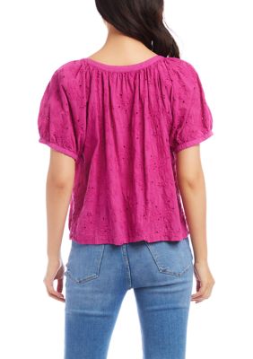 Women's Eyelet Peasant Top