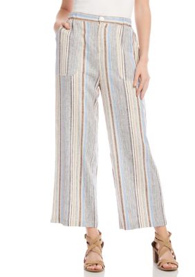 striped cropped wide leg pants