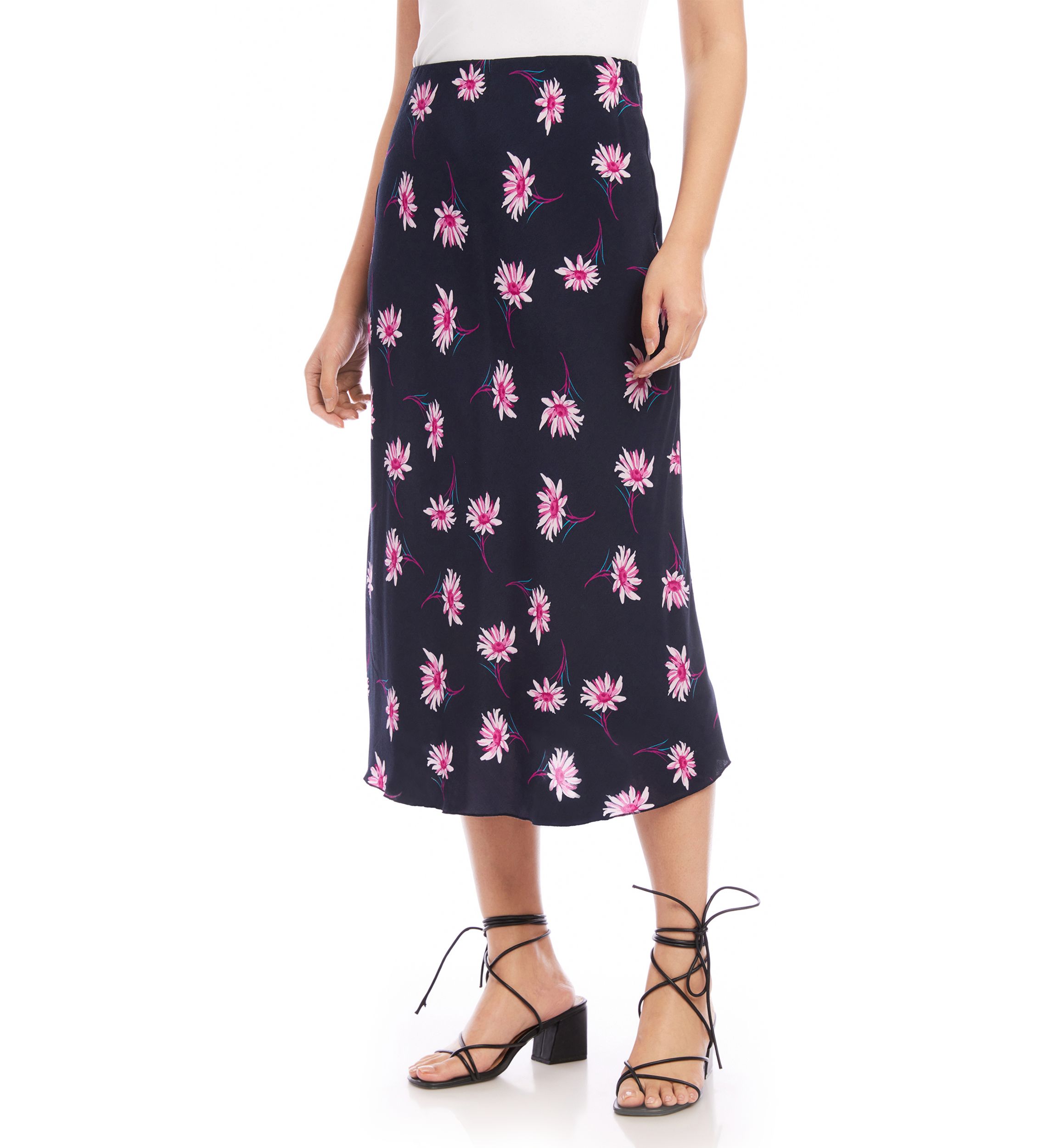Petite Size Bias Cut Midi Skirt