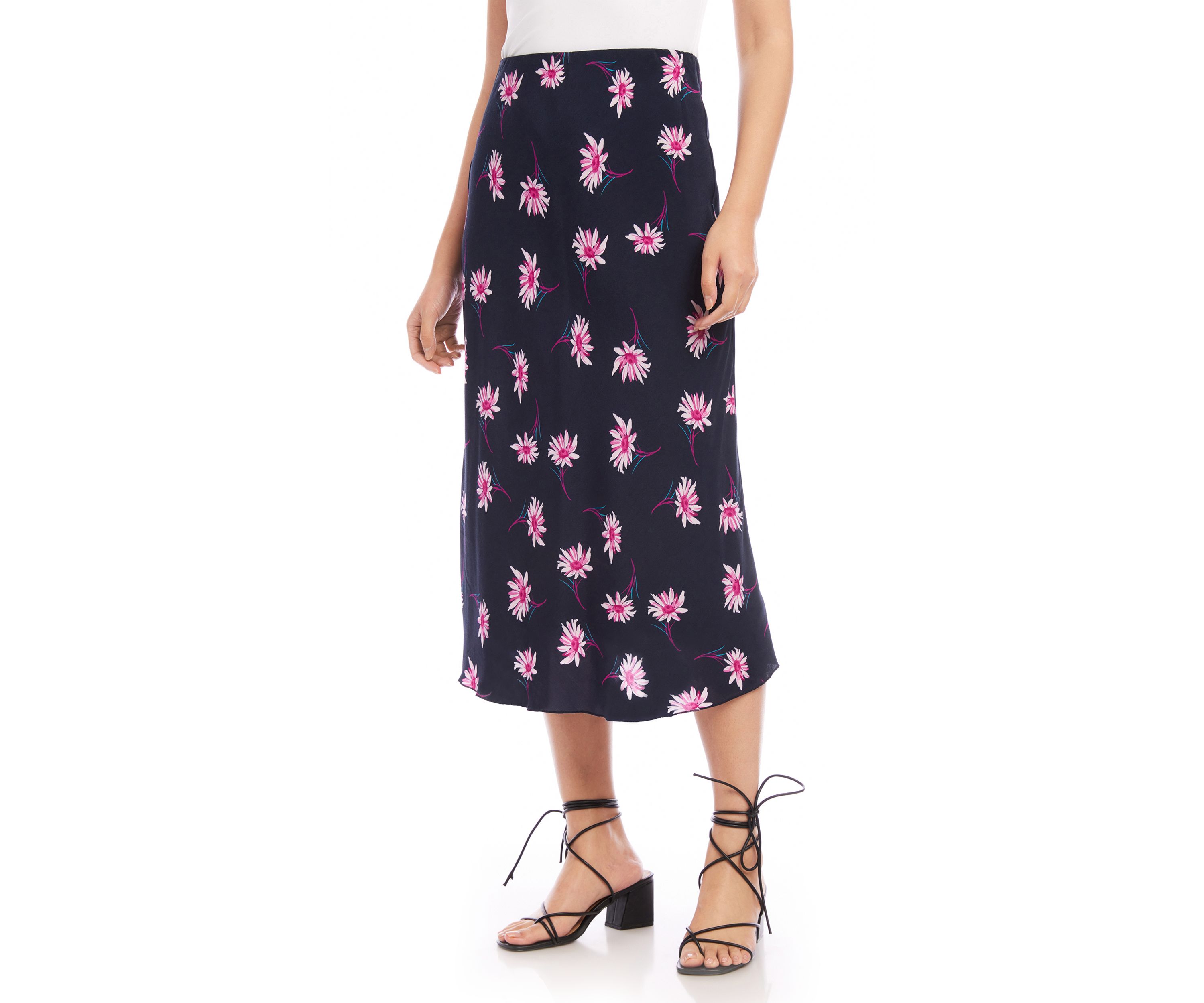 Petite Size Bias Cut Midi Skirt